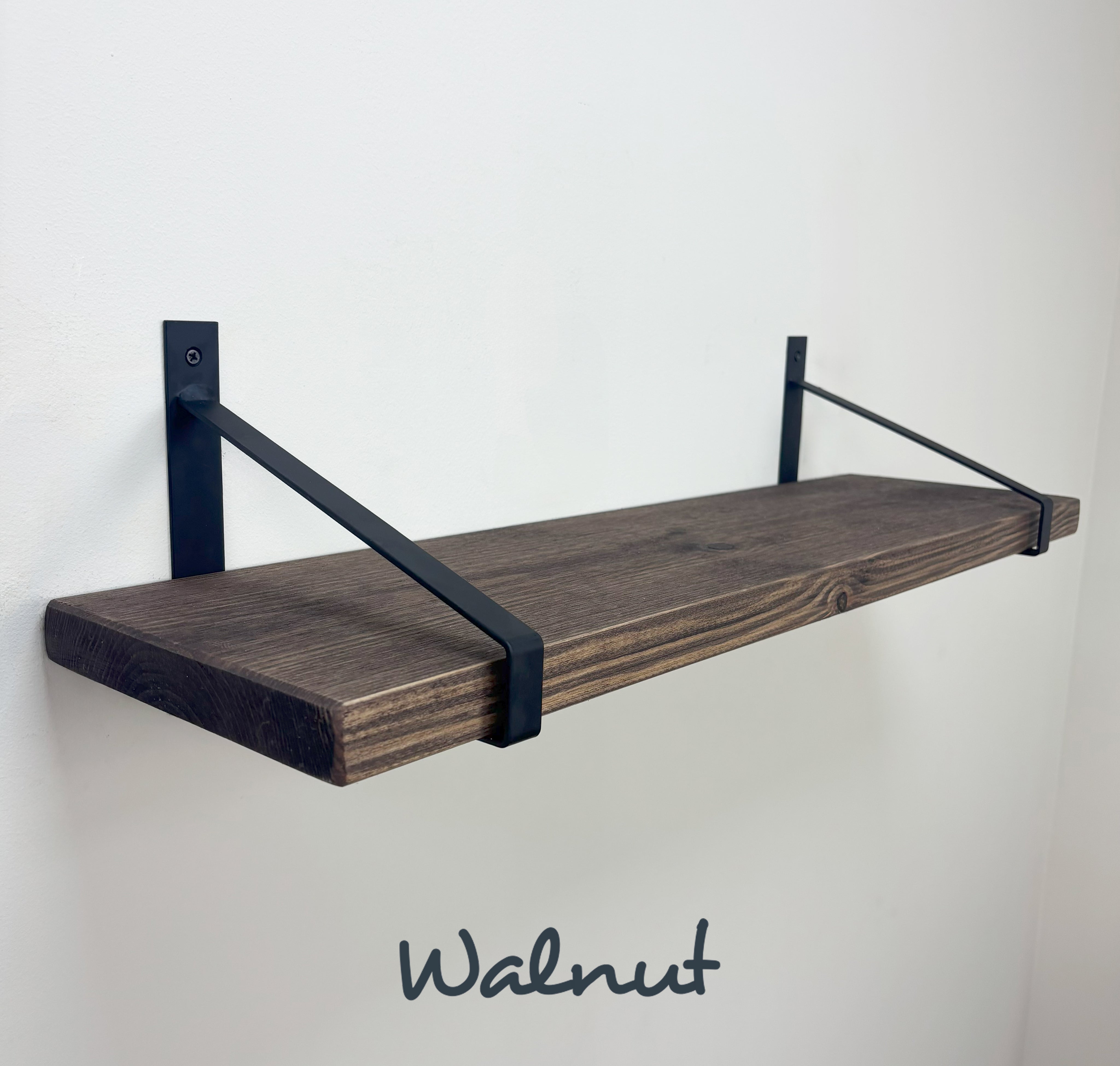 Armstrong Rustic Wooden Shelf with Brackets - 22cm x 3.5cm -