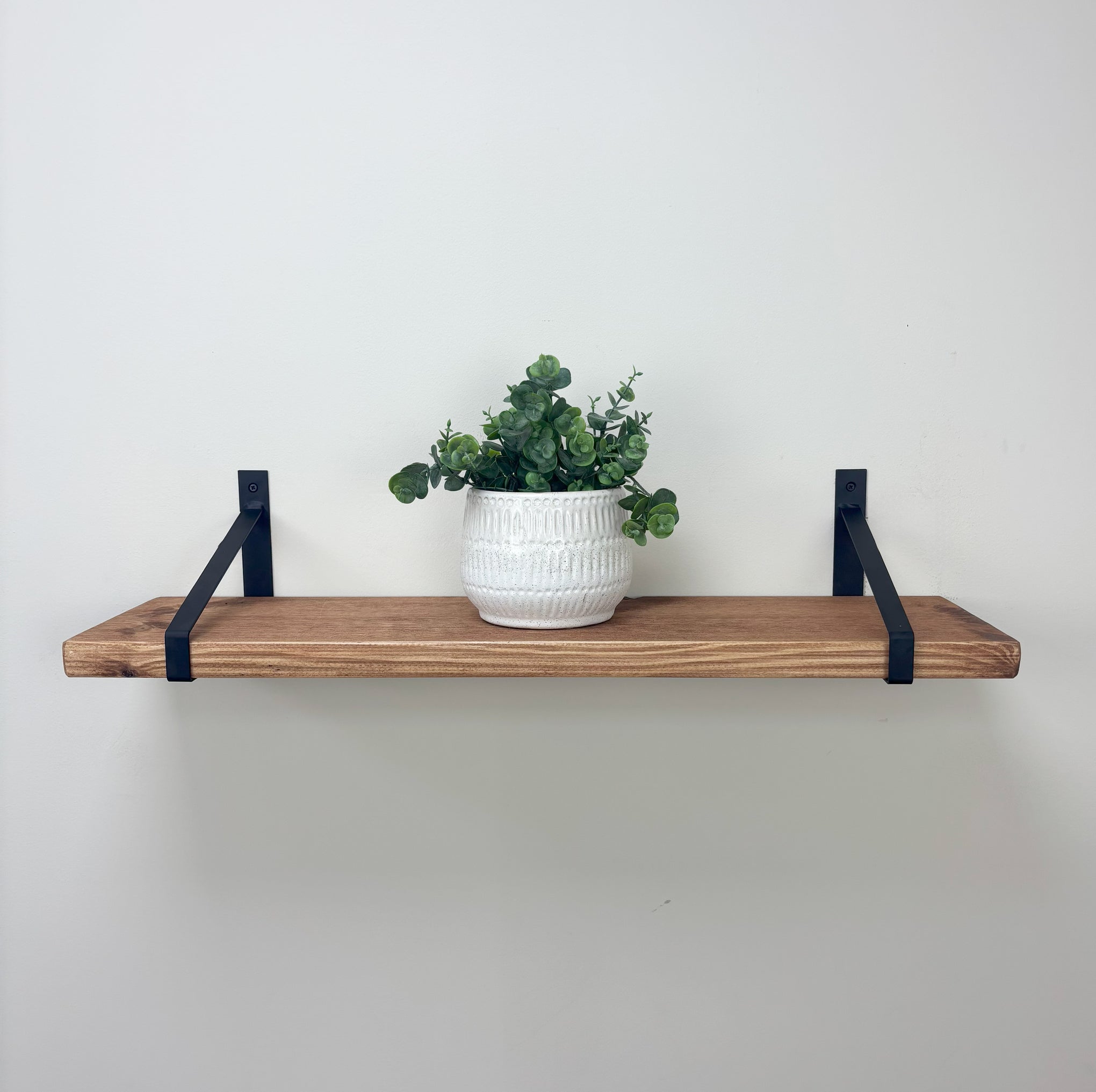 Armstrong Rustic Wooden Shelf with Brackets - 22cm x 3.5cm - teak
