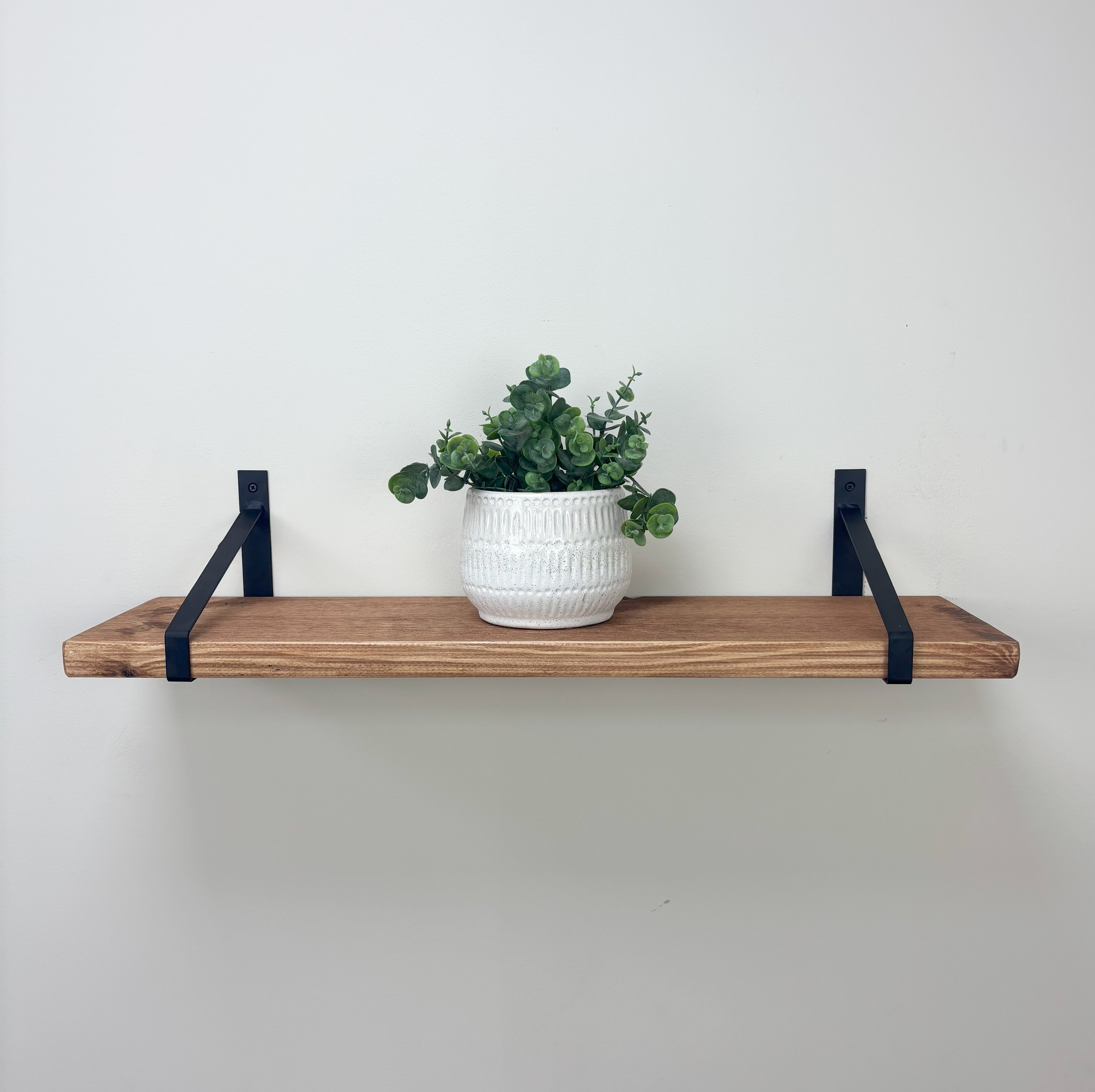 Armstrong Rustic Wooden Shelf with Brackets - 22cm x 3.5cm -