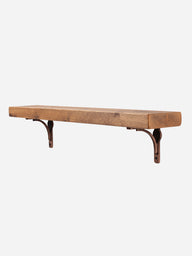 Birtley Copper Rustic Wooden Shelf with Brackets - 14.5cm x 4.5cm