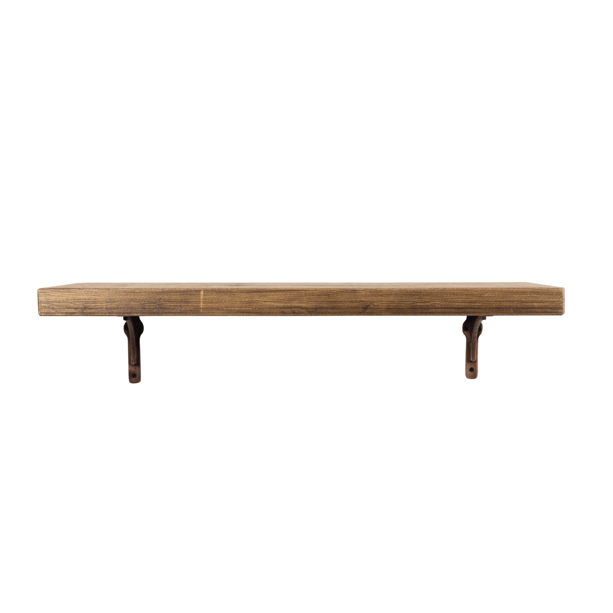 Birtley Copper Rustic Wooden Shelf with Brackets - 22cm x 4.5cm