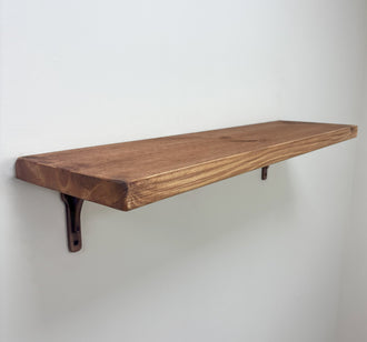 Birtley Copper Rustic Wooden Shelf with Brackets - 22cm x 3.5cm