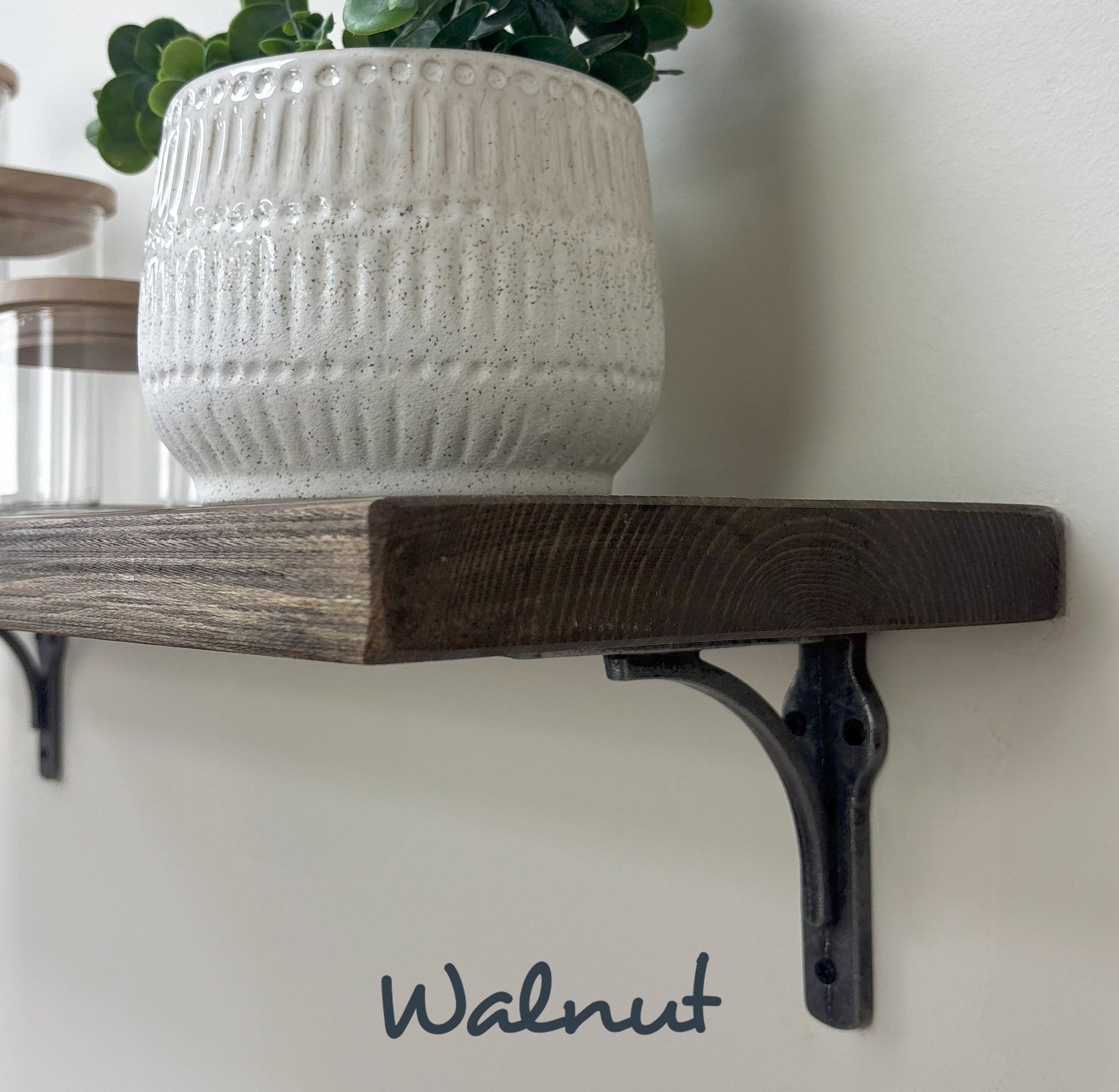 Birtley Iron Rustic Wooden Shelf with Brackets - 22cm x 3.5cm -