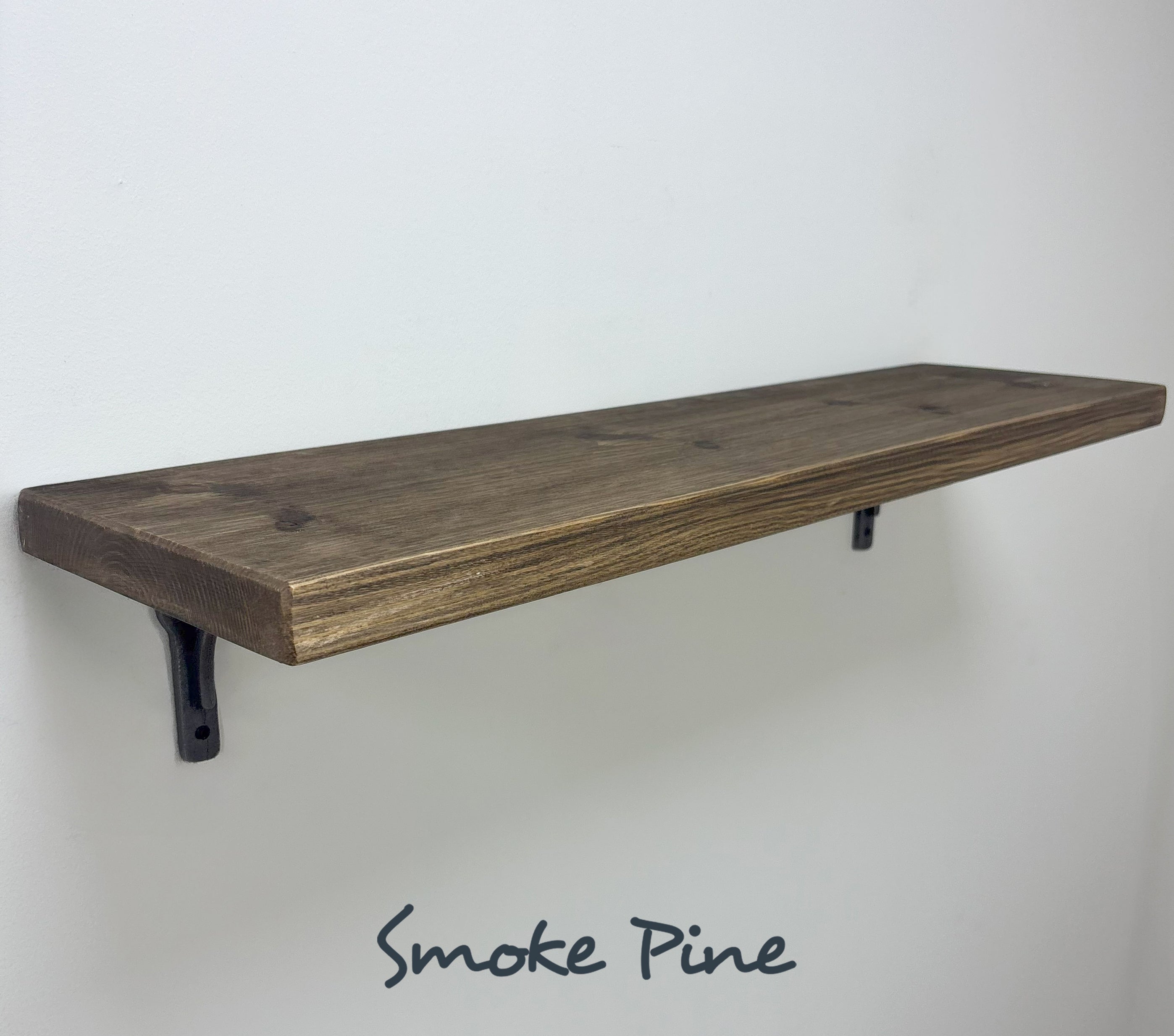Birtley Iron Rustic Wooden Shelf with Brackets - 22cm x 3.5cm -