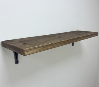 Birtley Iron Rustic Wooden Shelf with Brackets - 22cm x 3.5cm