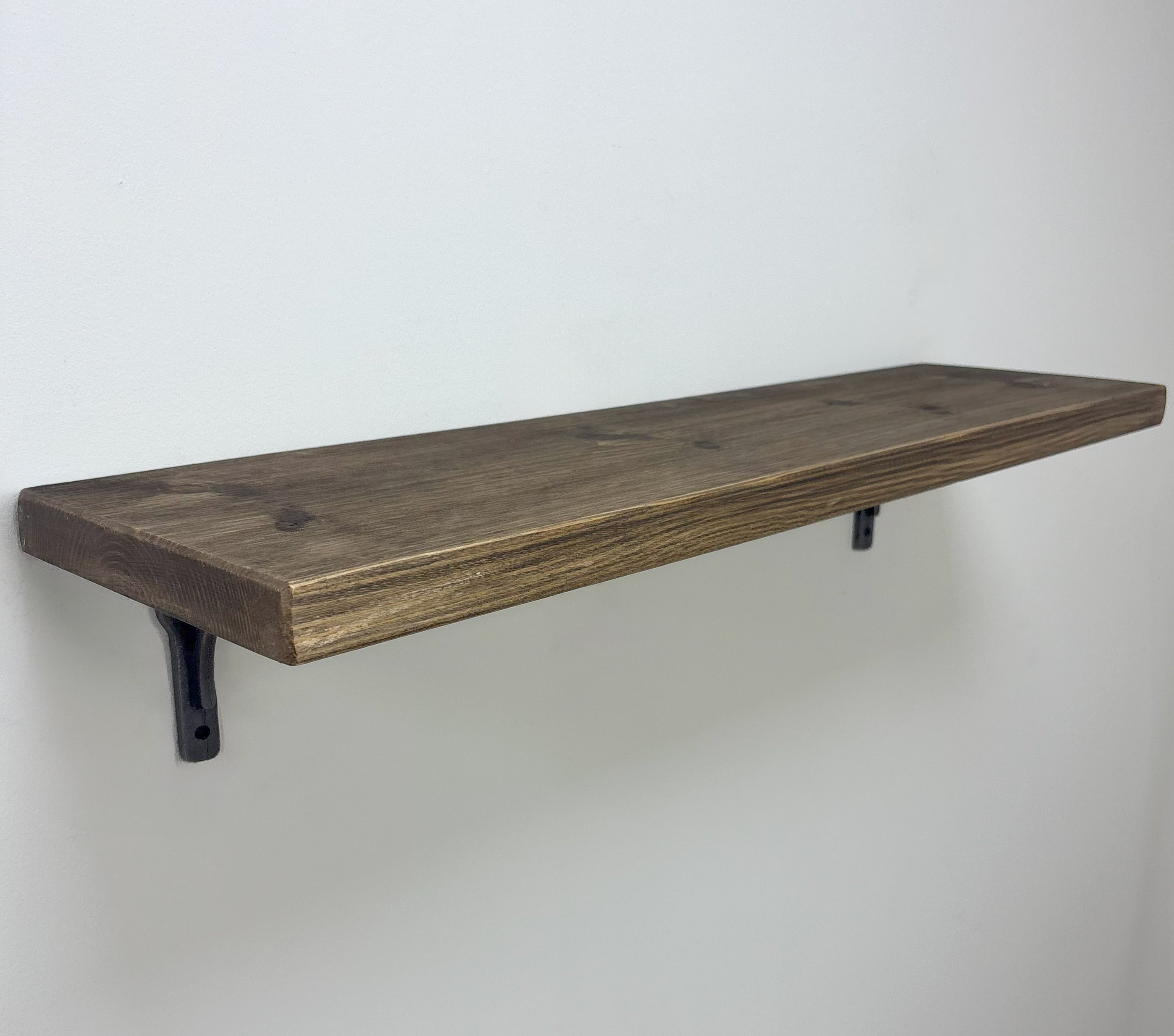 Birtley Iron Rustic Wooden Shelf with Brackets - 22cm x 3.5cm