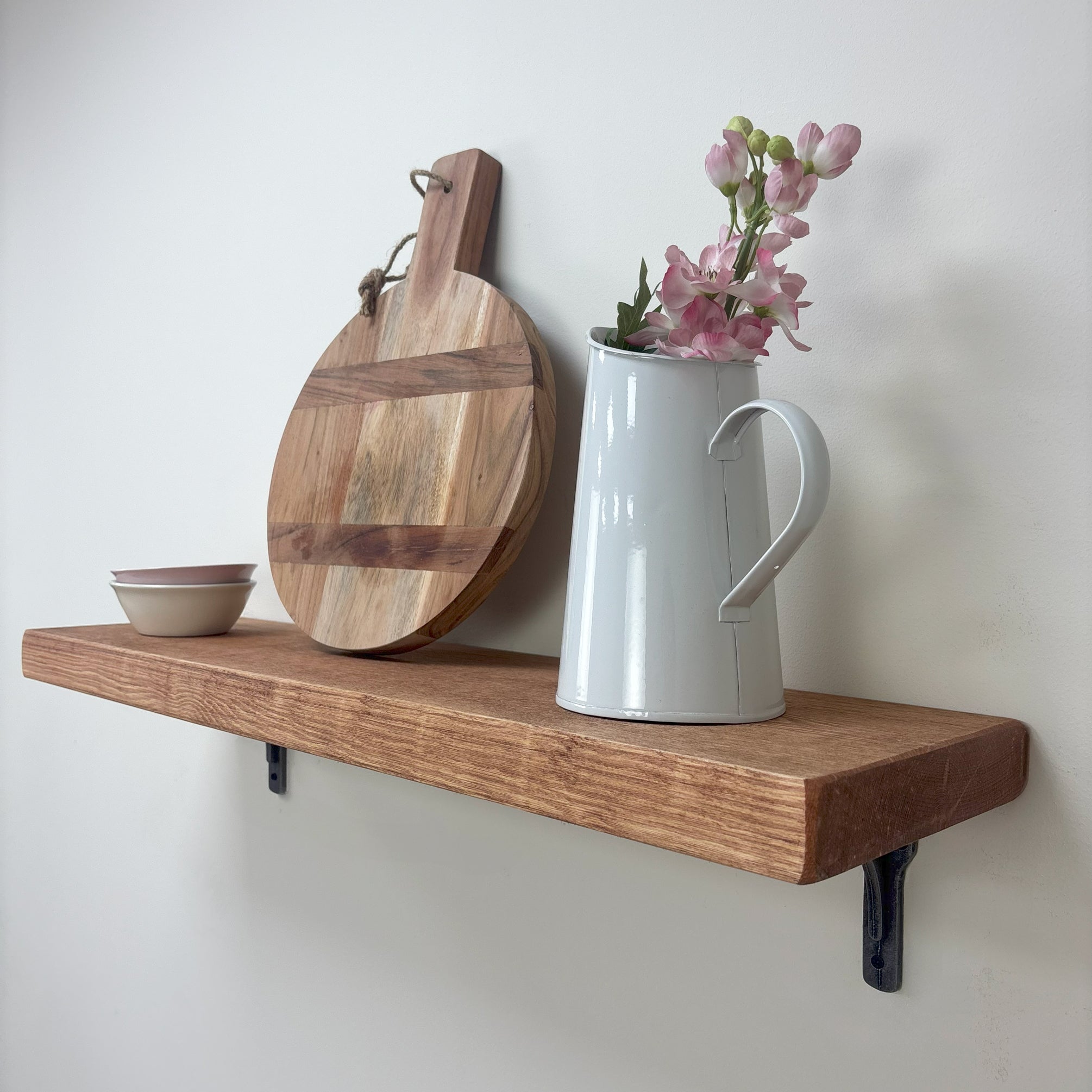 Birtley Iron Rustic Wooden Shelf with Brackets - 22cm x 4.5cm - teak