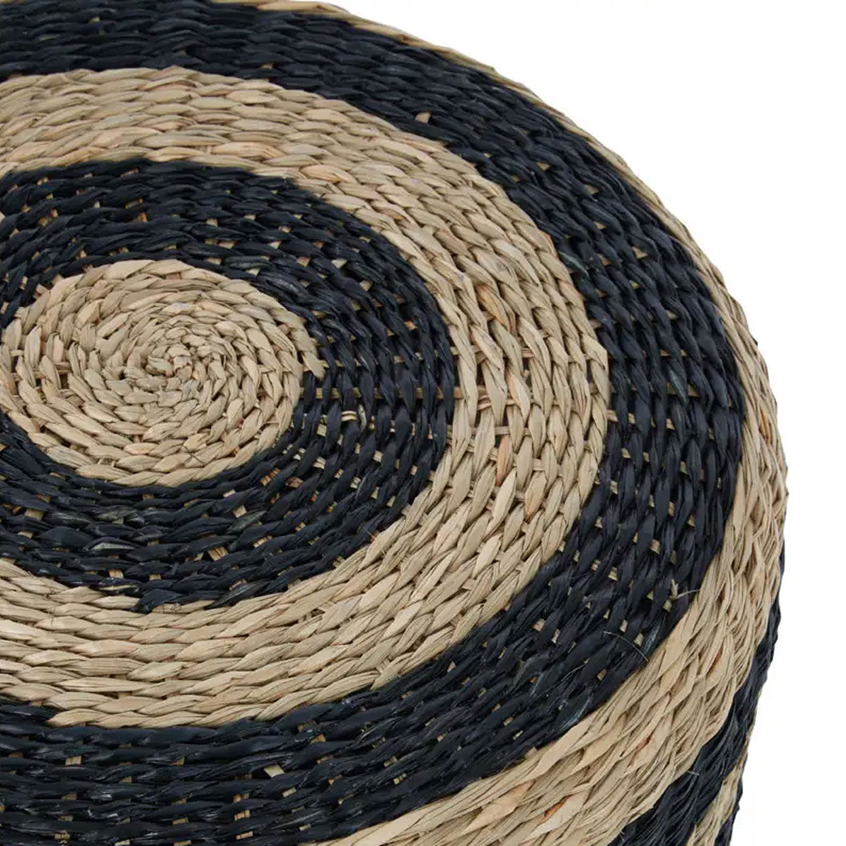 Black And Natural Seagrass Pouffe - Furniture