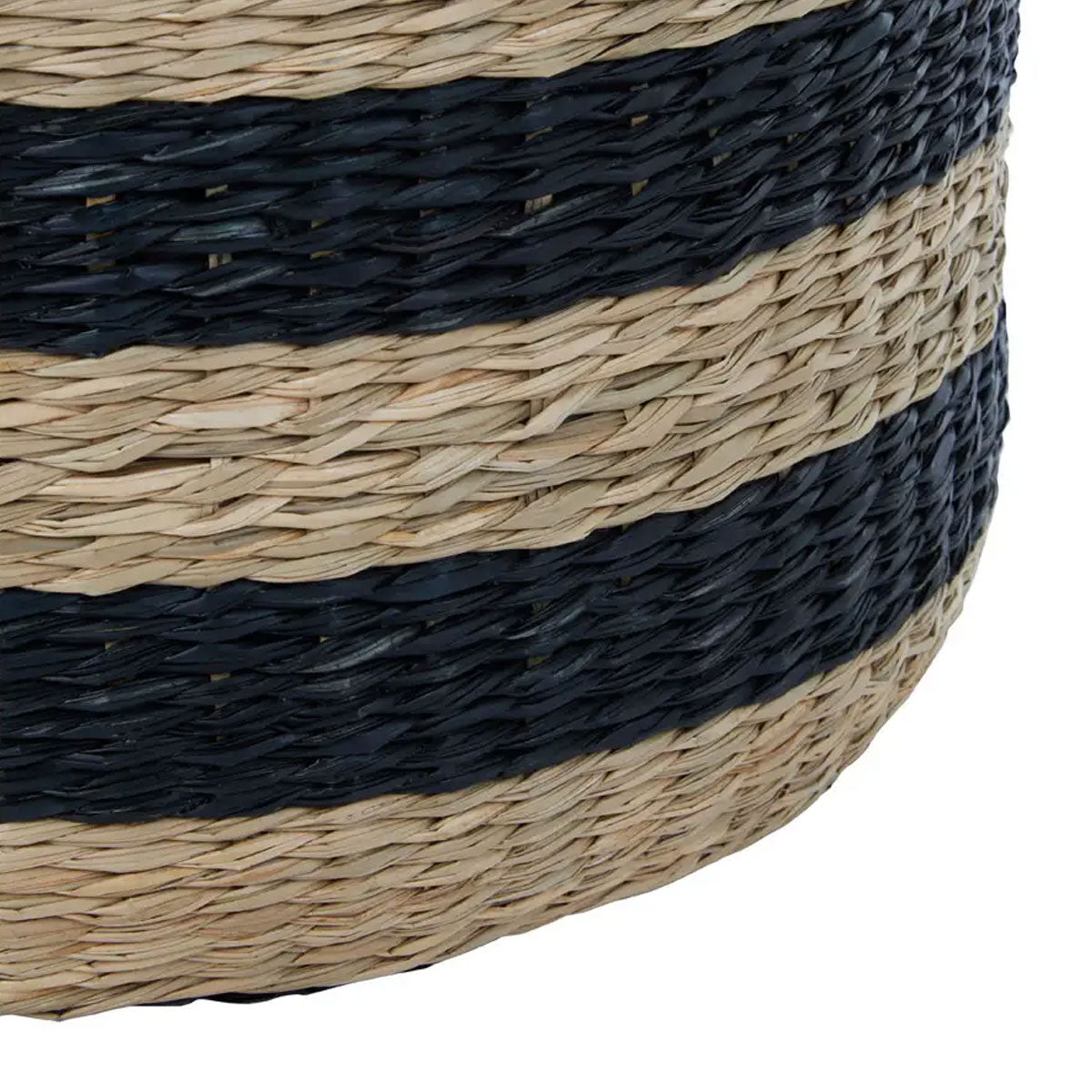 Black And Natural Seagrass Pouffe - Furniture