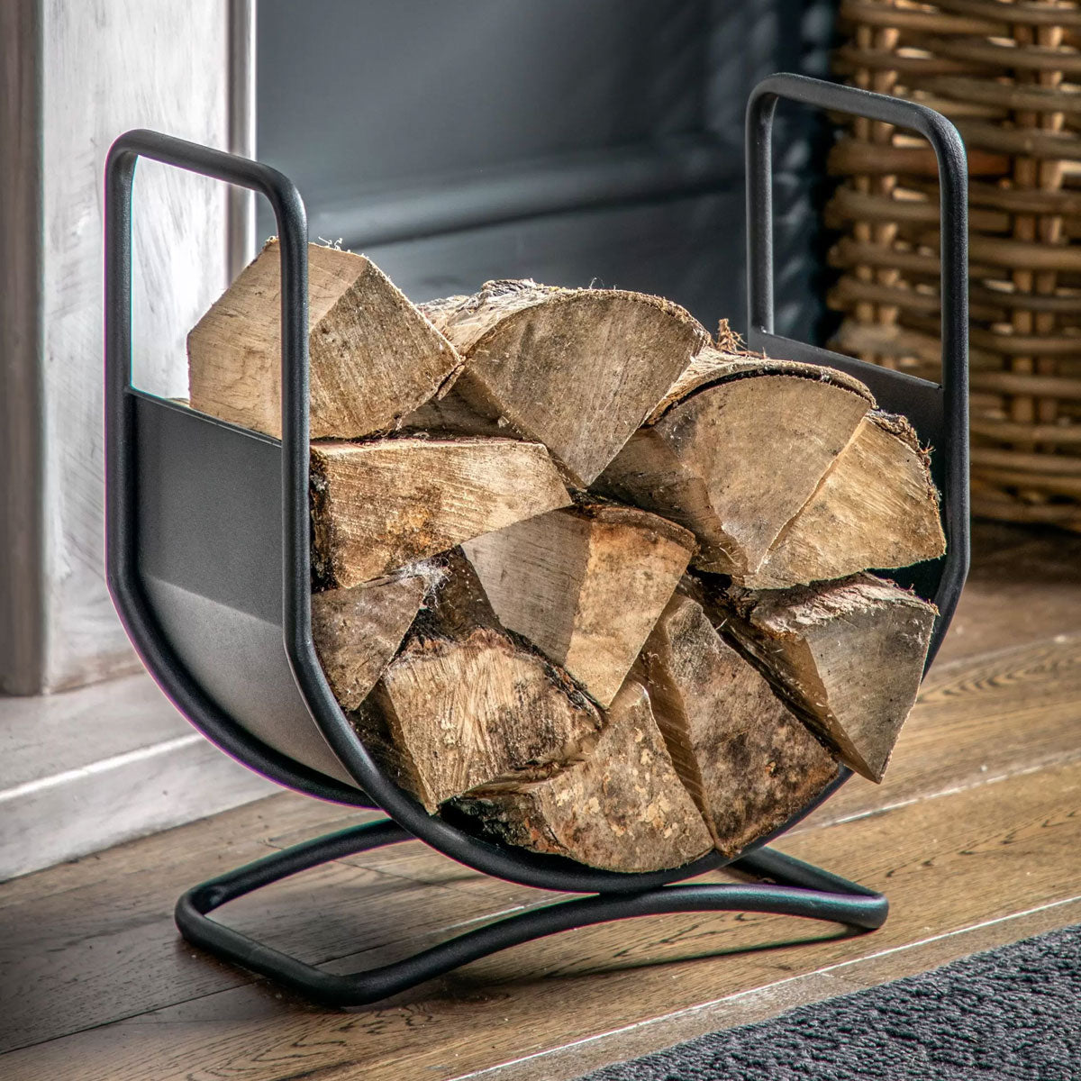 Black Iron Log Basket -