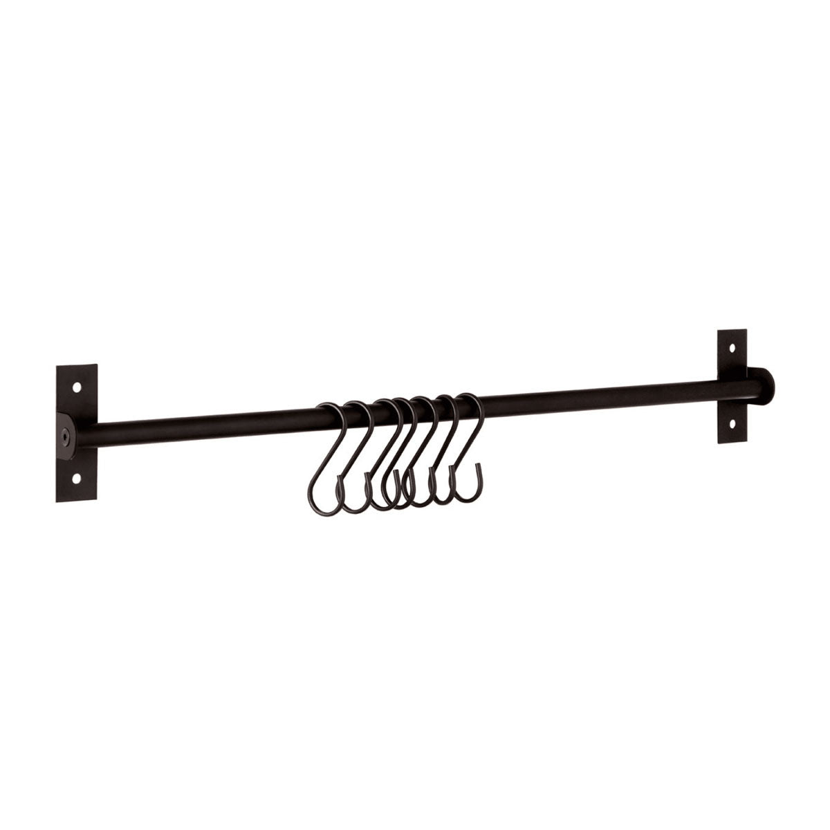 Black Metal Hanging Rail - Coat Hooks & Hall Storage