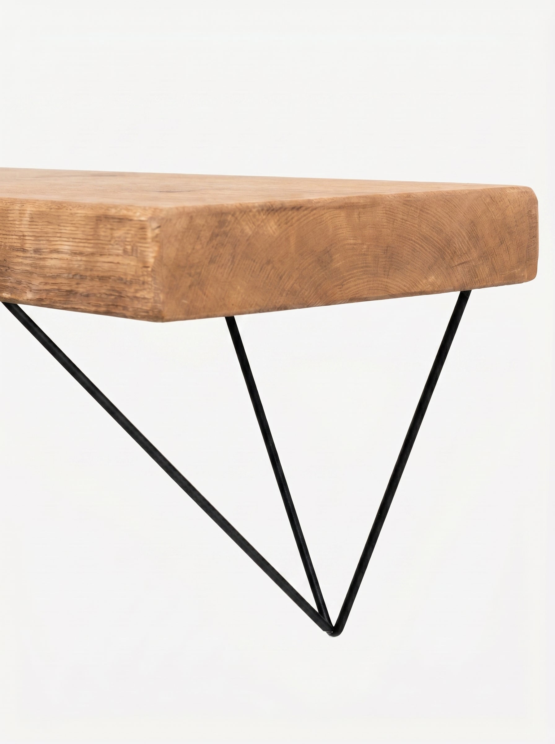 Bowes Rustic Wooden Shelf with Black Metal Brackets - 22cm x 4.5cm
