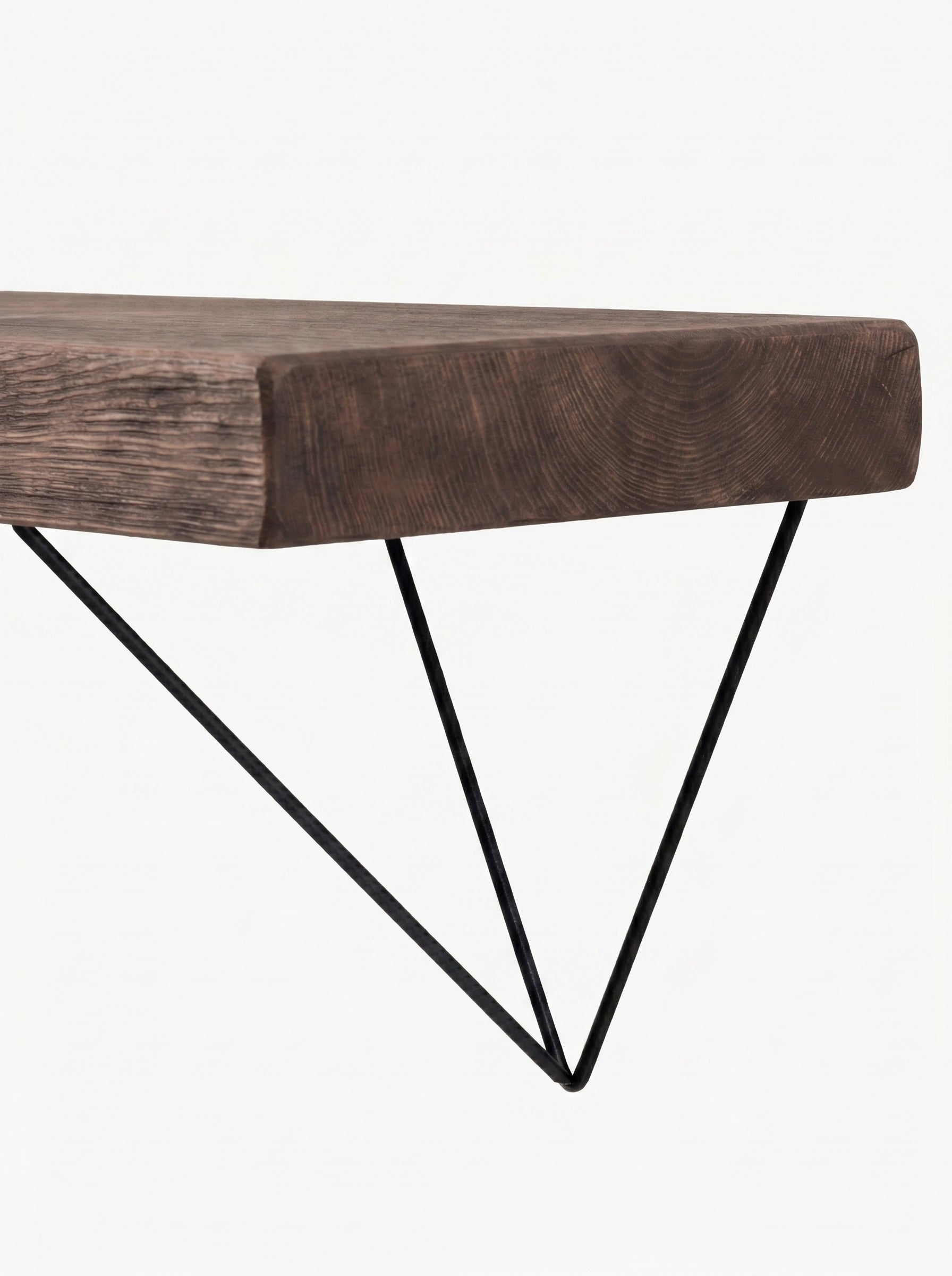 Bowes Rustic Wooden Shelf with Black Metal Brackets - 22cm x 4.5cm - Bracketed Shelves