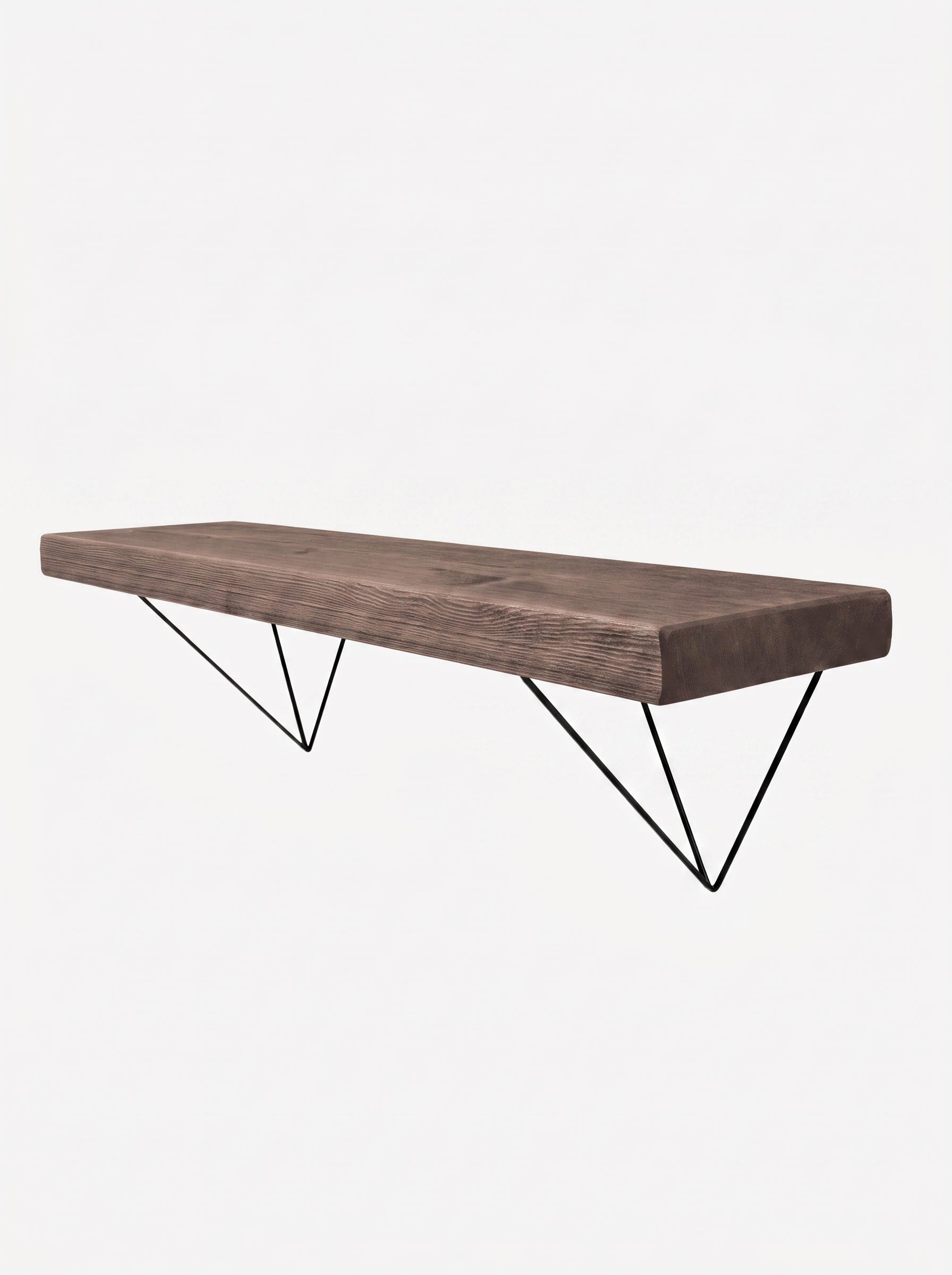 Bowes Rustic Wooden Shelf with Black Metal Brackets - 22cm x 4.5cm - Bracketed Shelves