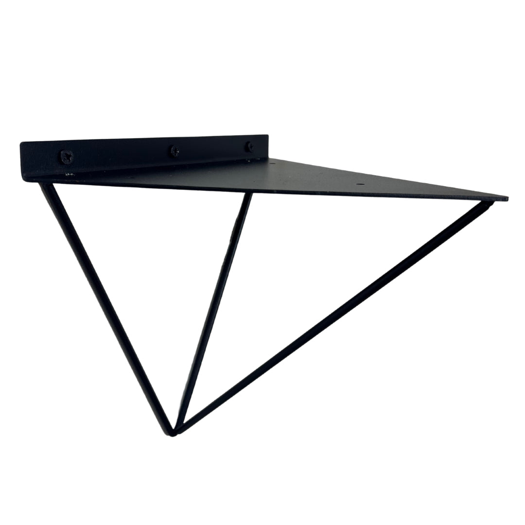 Bowes Rustic Wooden Shelf with Black Metal Brackets - 22cm x 3.5cm