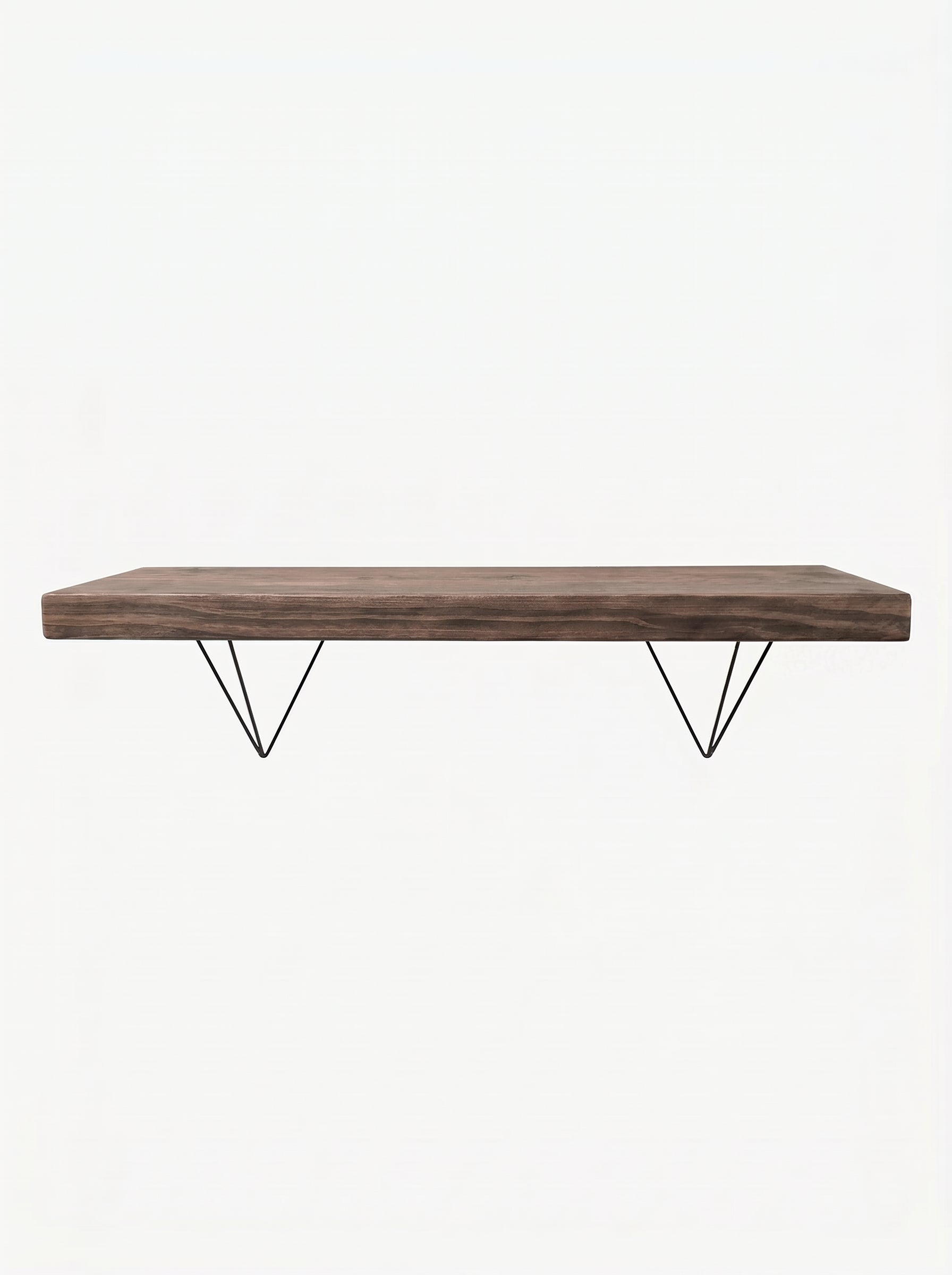 Bowes Rustic Wooden Shelf with Black Metal Brackets - 29cm x 4.5cm - Bracketed Shelves