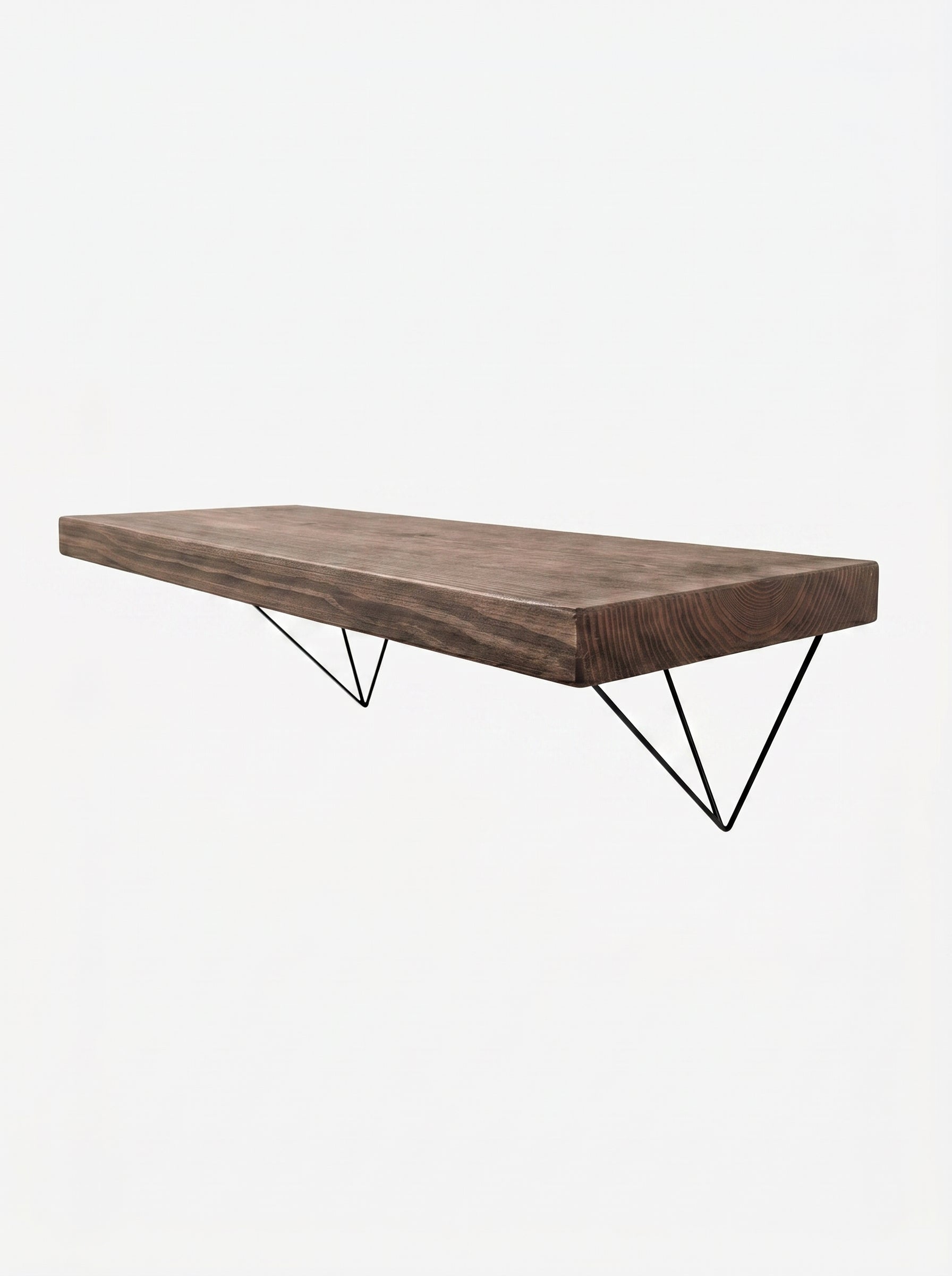 Bowes Rustic Wooden Shelf with Black Metal Brackets - 29cm x 4.5cm - Bracketed Shelves
