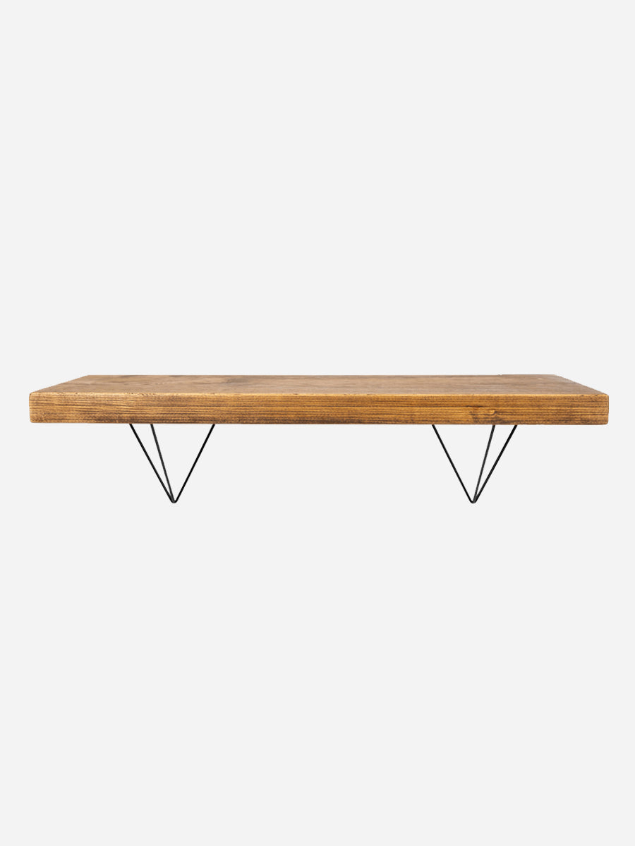 Bowes Rustic Wooden Shelf with Black Metal Brackets - 29cm x 4.5cm