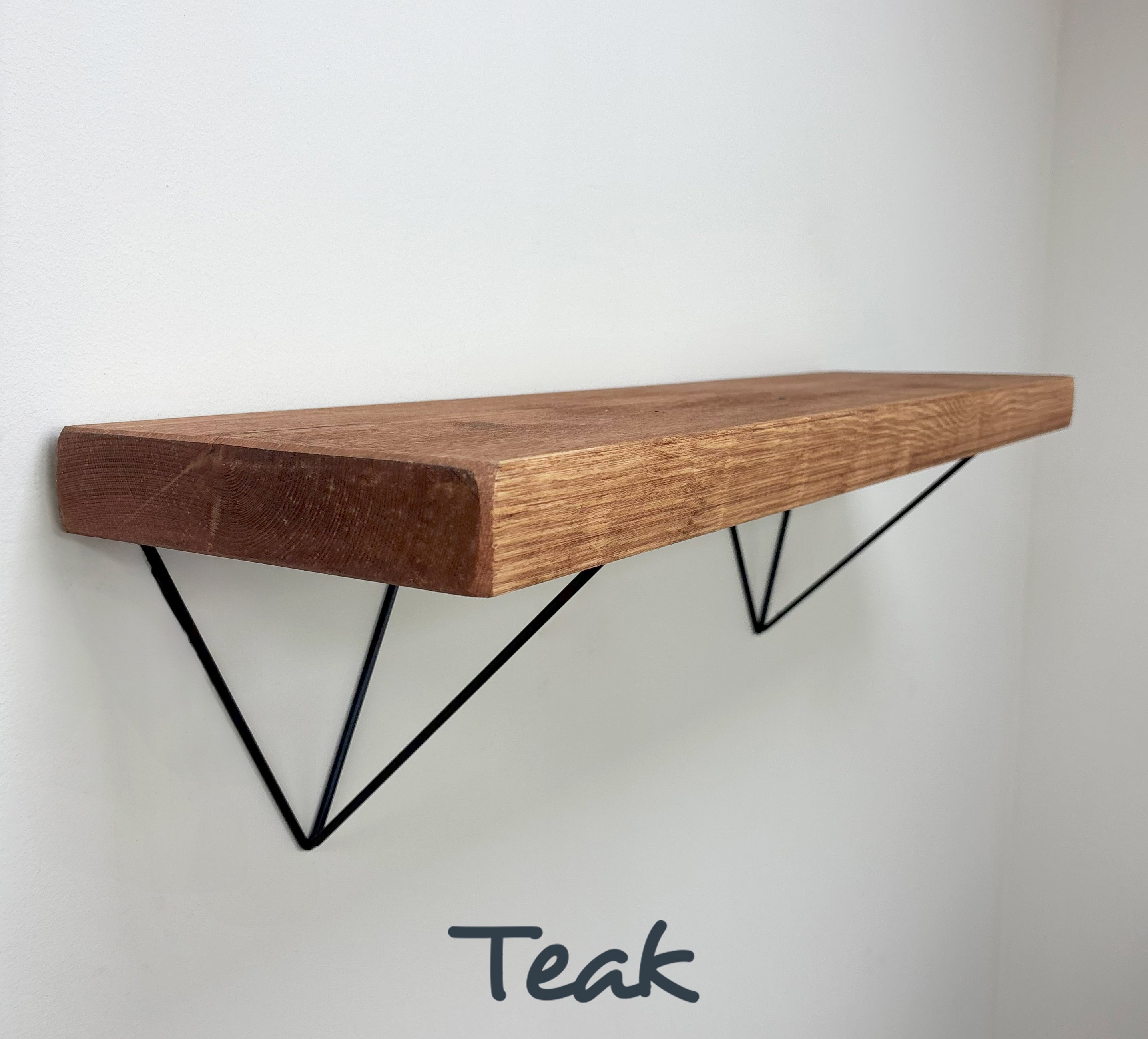 Bowes Rustic Wooden Shelf with Raw Steel Brackets - 22cm x 4.5cm -