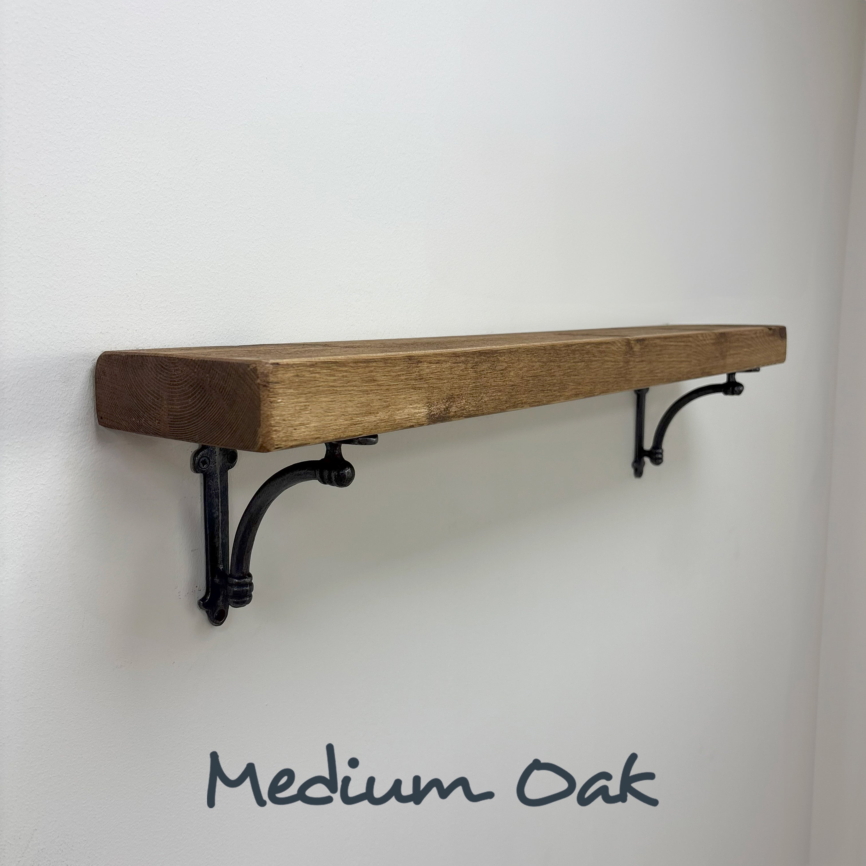 Causey Rustic Wooden Shelf with Brackets - 14.5cm x 4.5cm -