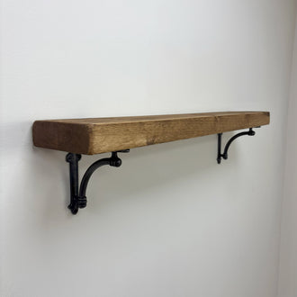 Causey Rustic Wooden Shelf with Brackets - 14.5cm x 4.5cm