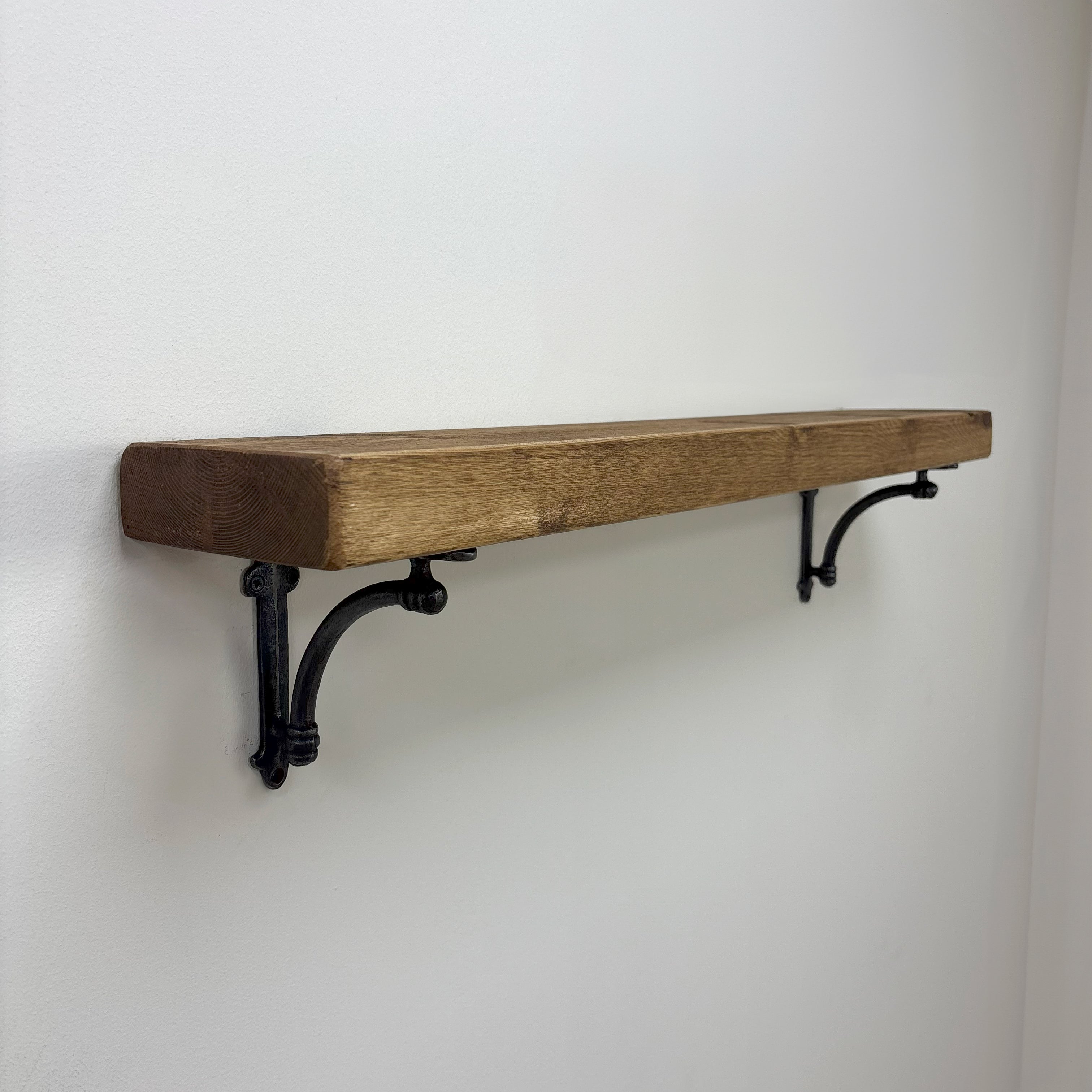 Causey Rustic Wooden Shelf with Brackets - 14.5cm x 4.5cm - all