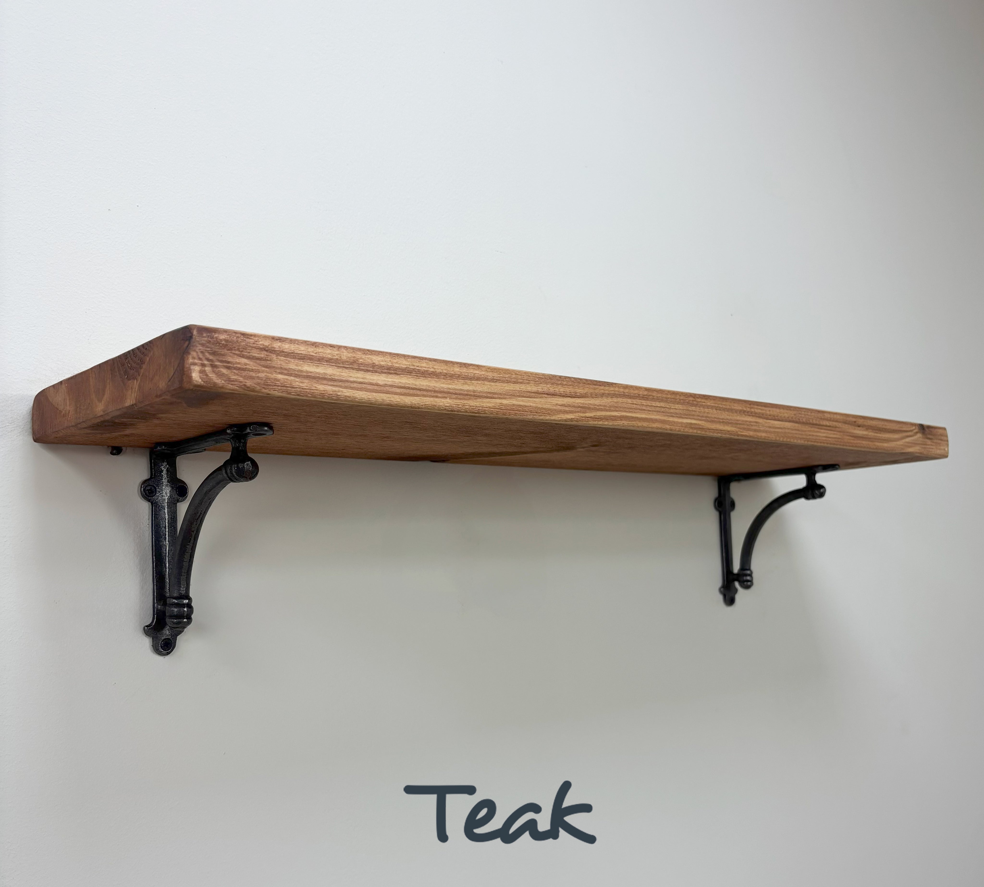 Causey Rustic Wooden Shelf with Brackets - 22cm x 3.5cm -