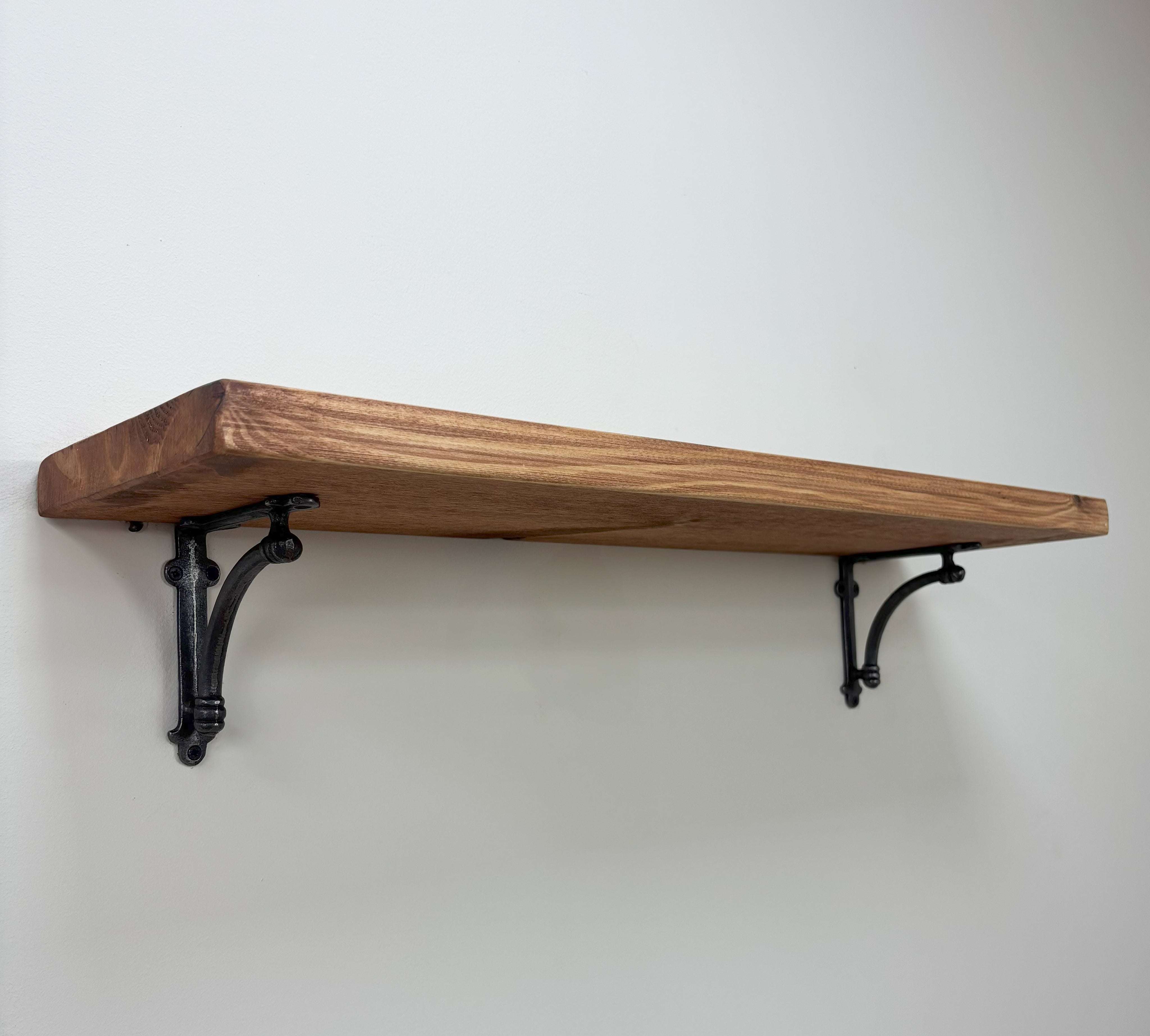 Causey Rustic Wooden Shelf with Brackets - 22cm x 3.5cm - all