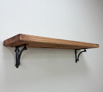 Causey Rustic Wooden Shelf with Brackets - 22cm x 3.5cm