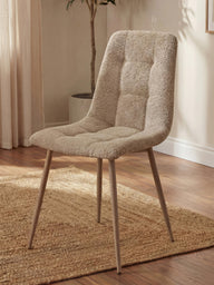 Soft Beige Fabric Dining Chair Set of 4