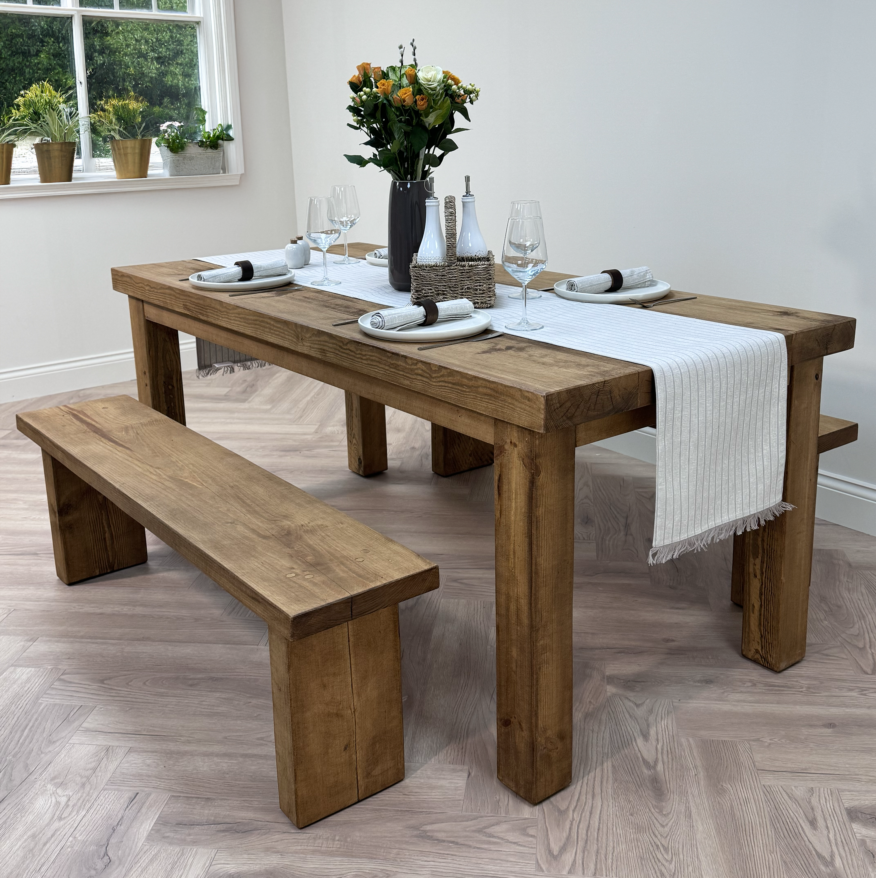 Chopwell Dining Table And Benches -