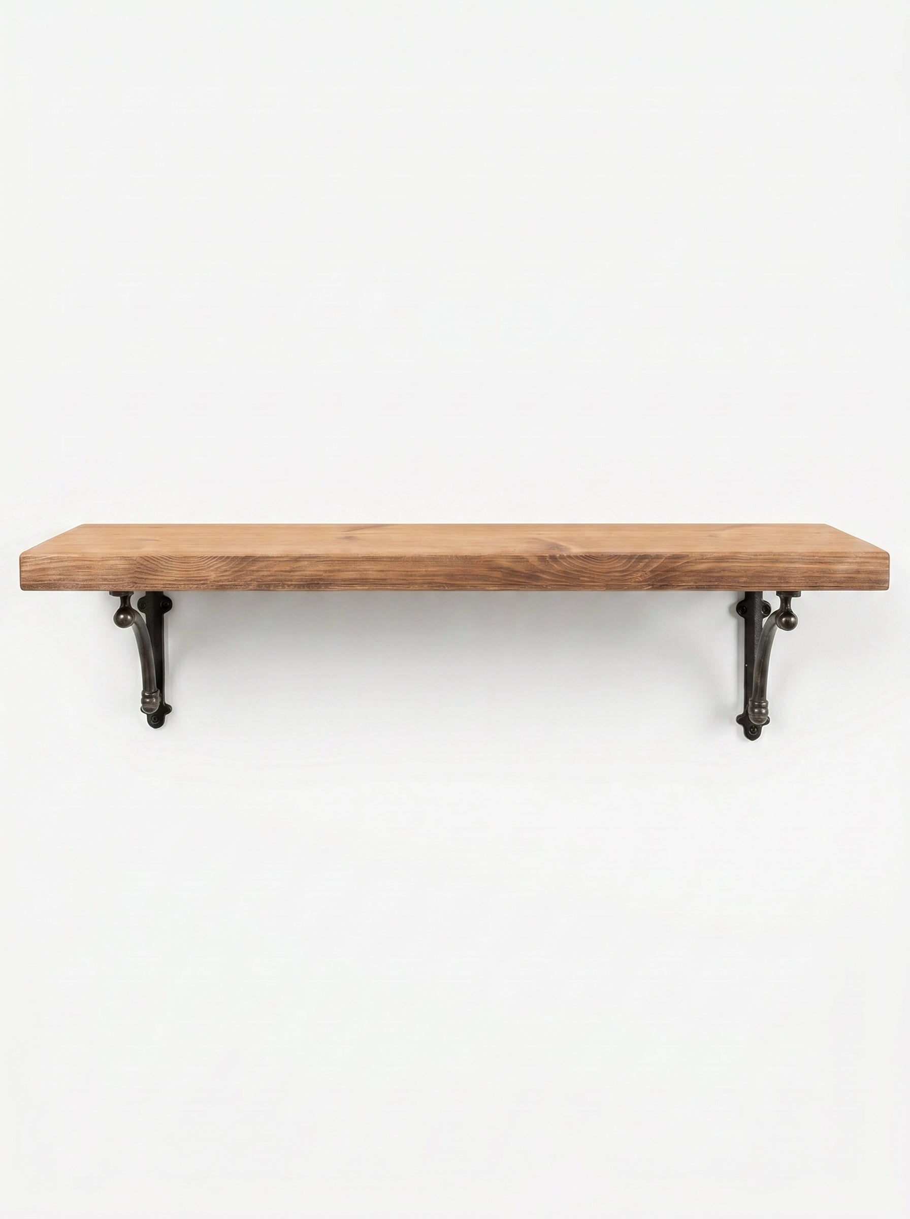 Causey Rustic Wooden Shelf with Brackets - 22cm x 3.5cm