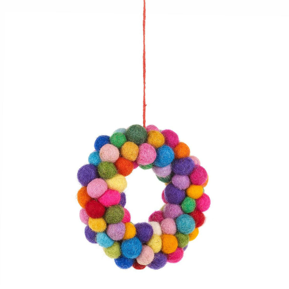 Felt Ball Wreath - Multicoloured -