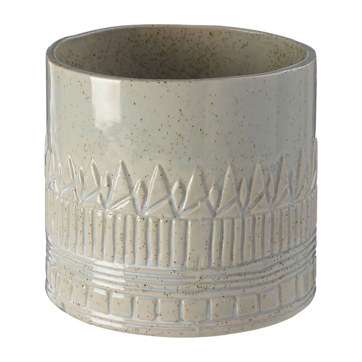 Green Ceramic Patterned Planter - Planters