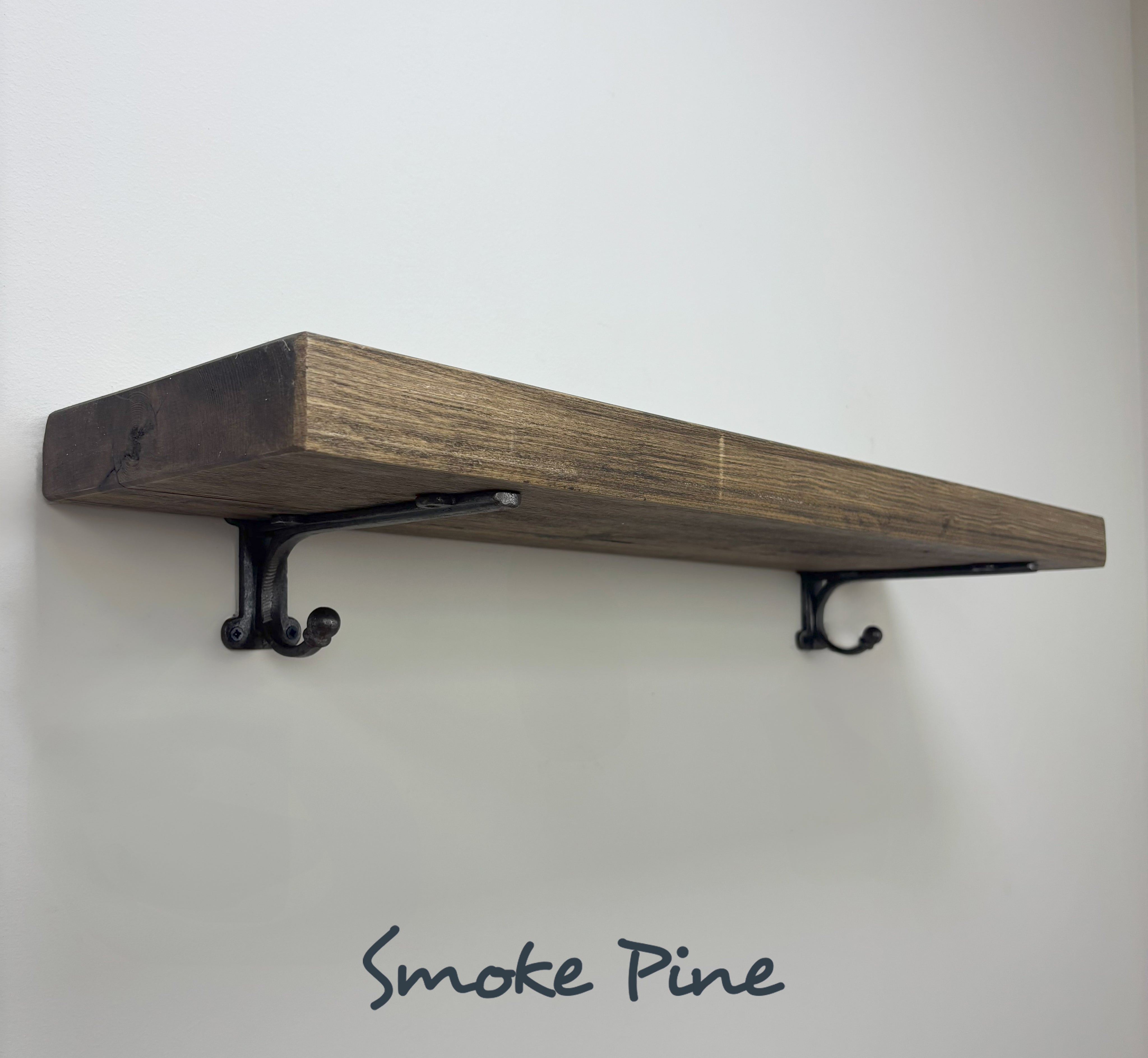 Hutton Rustic Wooden Shelf with Brackets - 22cm x 4.5cm - all