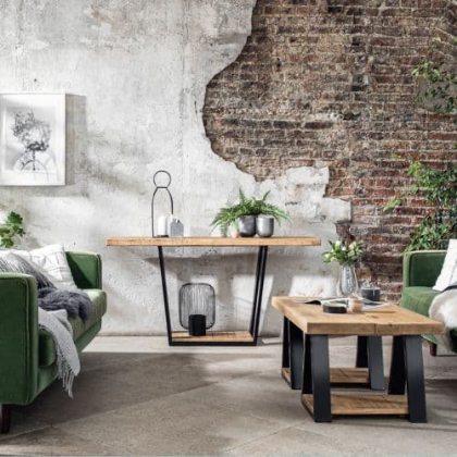 Wooden furniture in living space