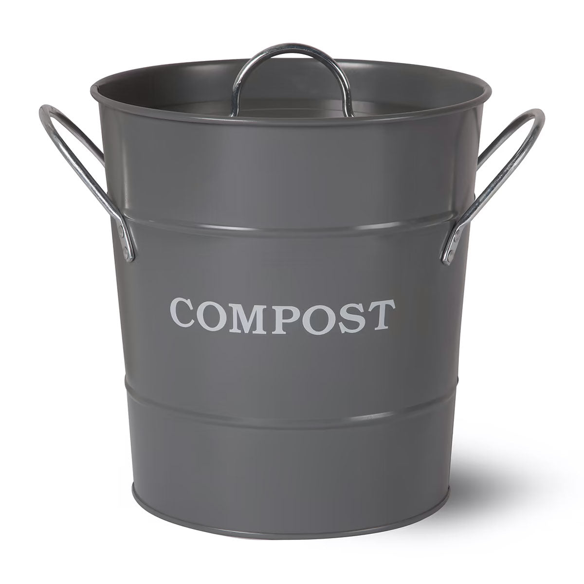 Large Grey Metal Compost Bucket -