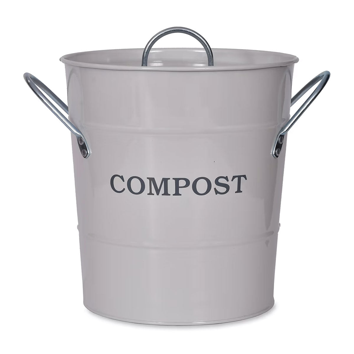 Large White Metal Compost Bucket -