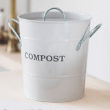 Large White Metal Compost Bucket -