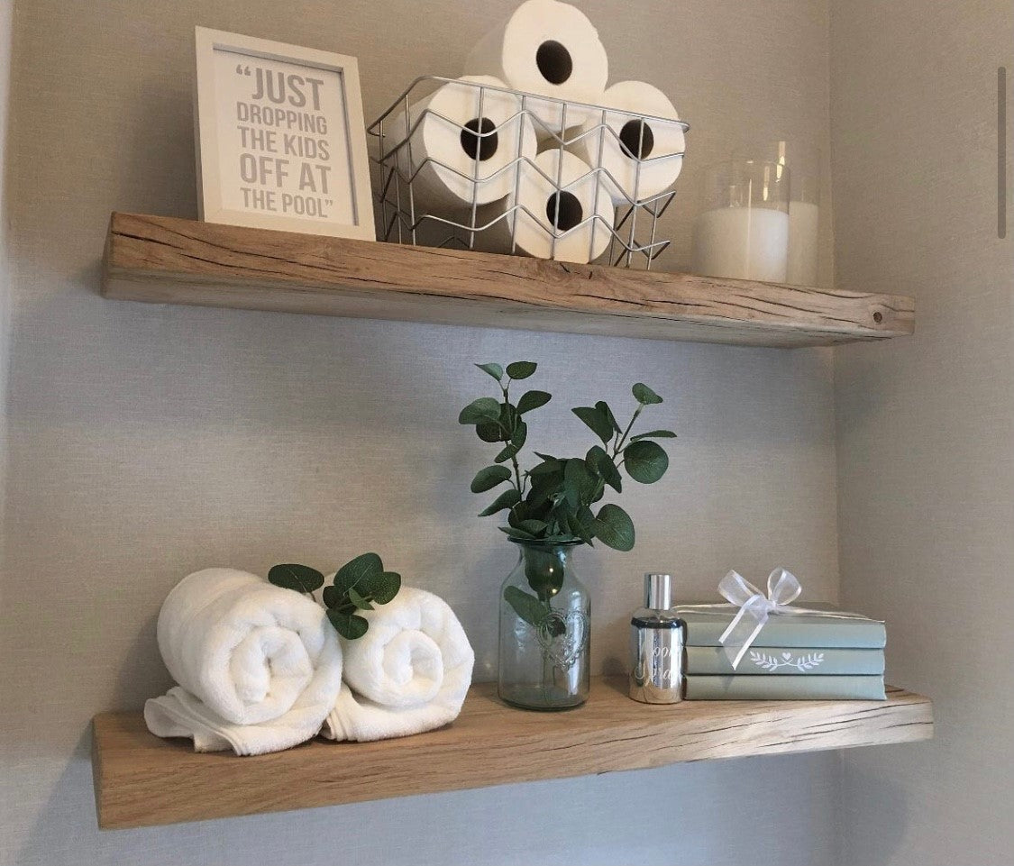 Floating shelves on wall
