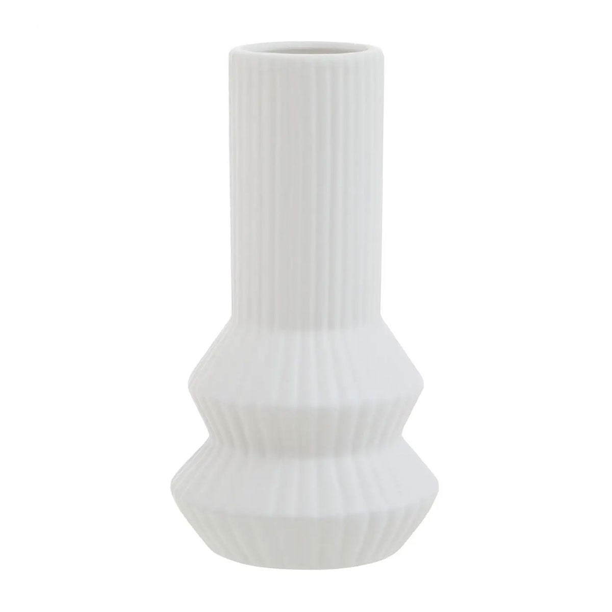 Matte White Modern Ribbed Vase -