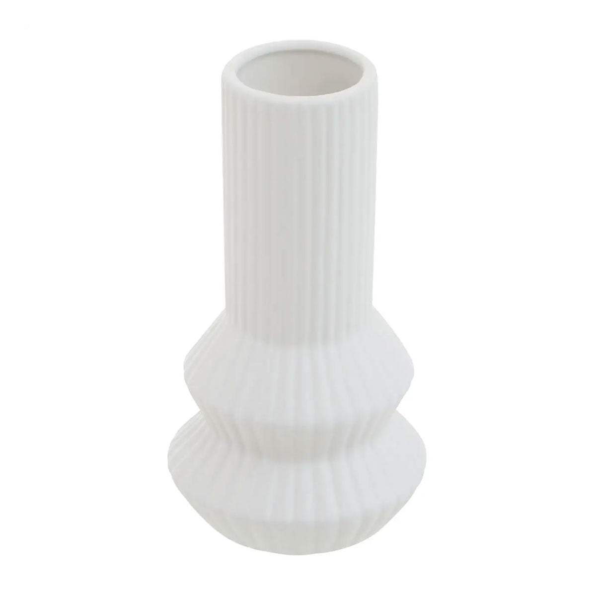 Matte White Modern Ribbed Vase -