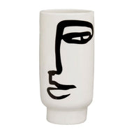Modern White Vase With Abstract Design - Vases