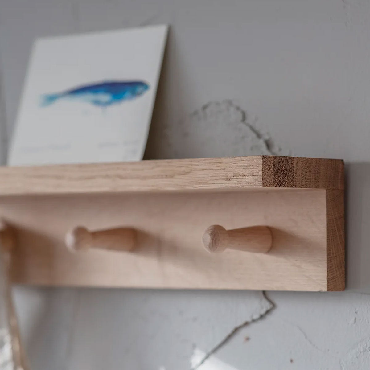 Oak Picture Shelf And Hooks - 3 - Coat Hooks & Hall Storage