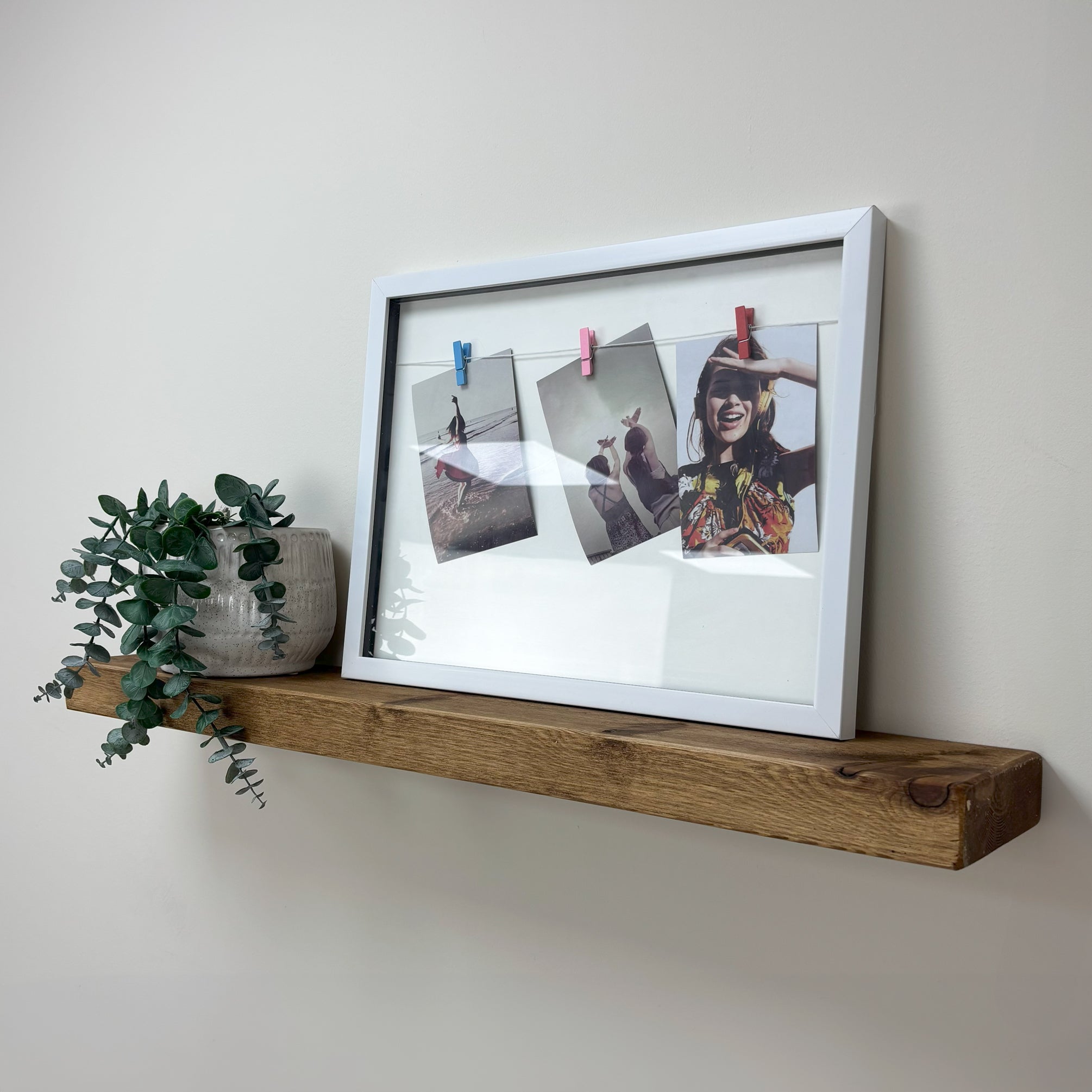 Rustic Floating Shelf - 14.5cm x 4.5cm - medium oak