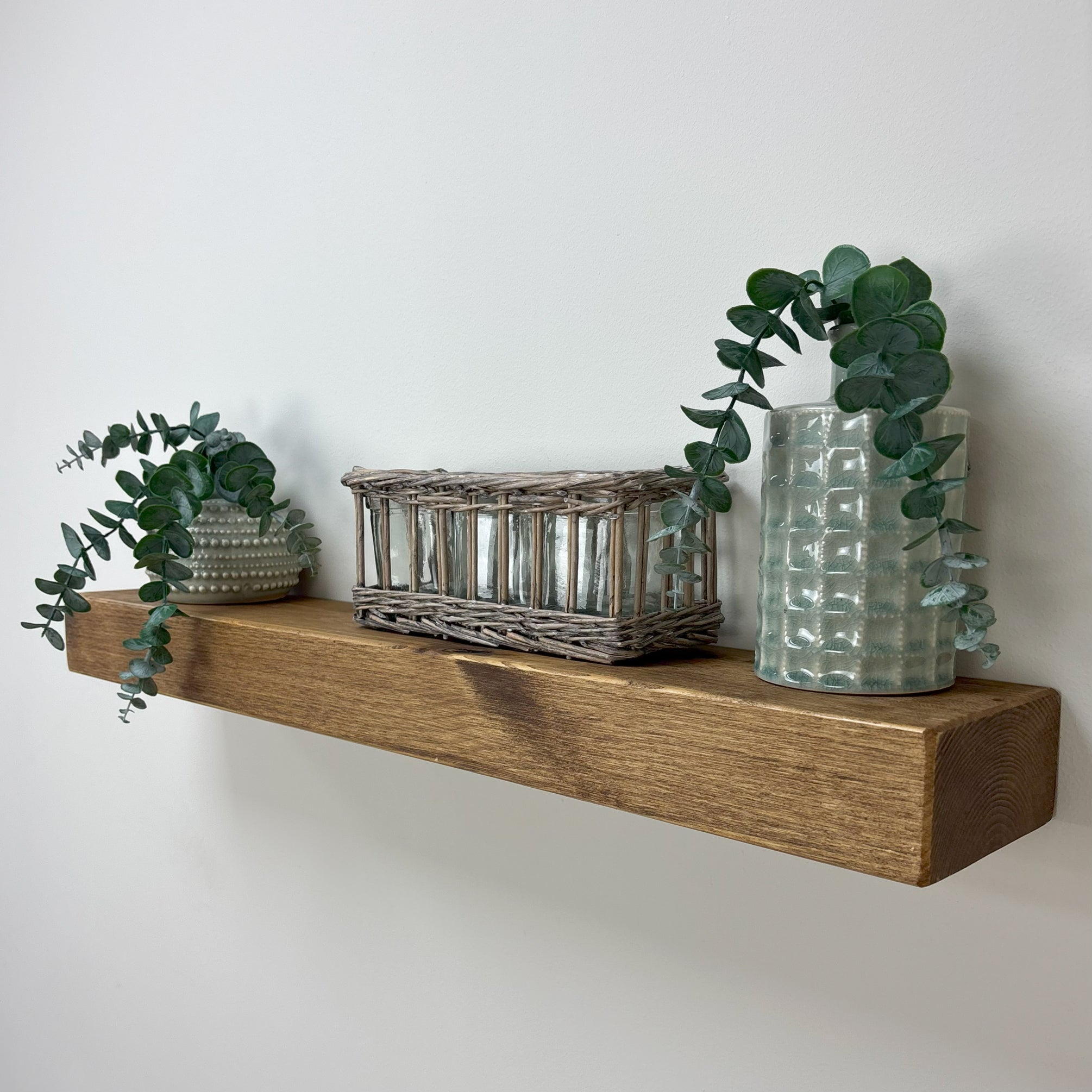 Rustic Floating Shelf - 14.5cm x 7cm - medium oak