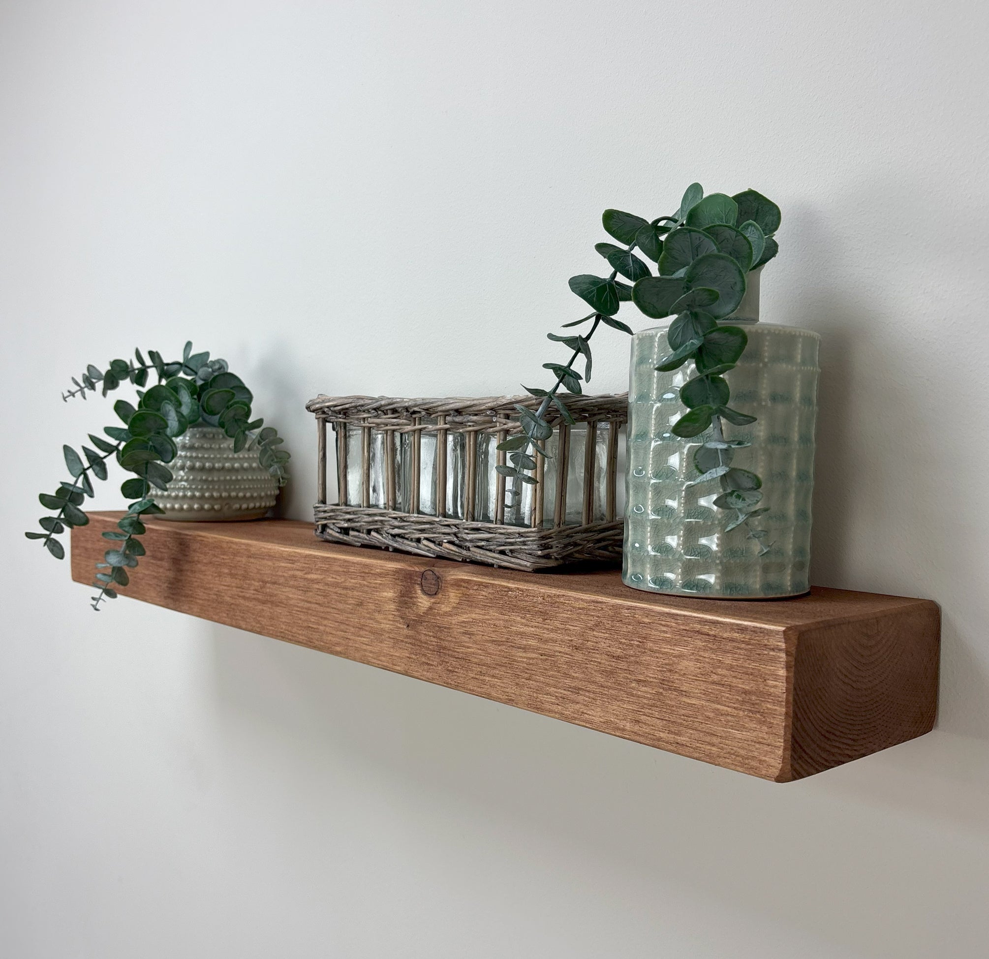 Rustic Floating Shelf - 14.5cm x 7cm - teak