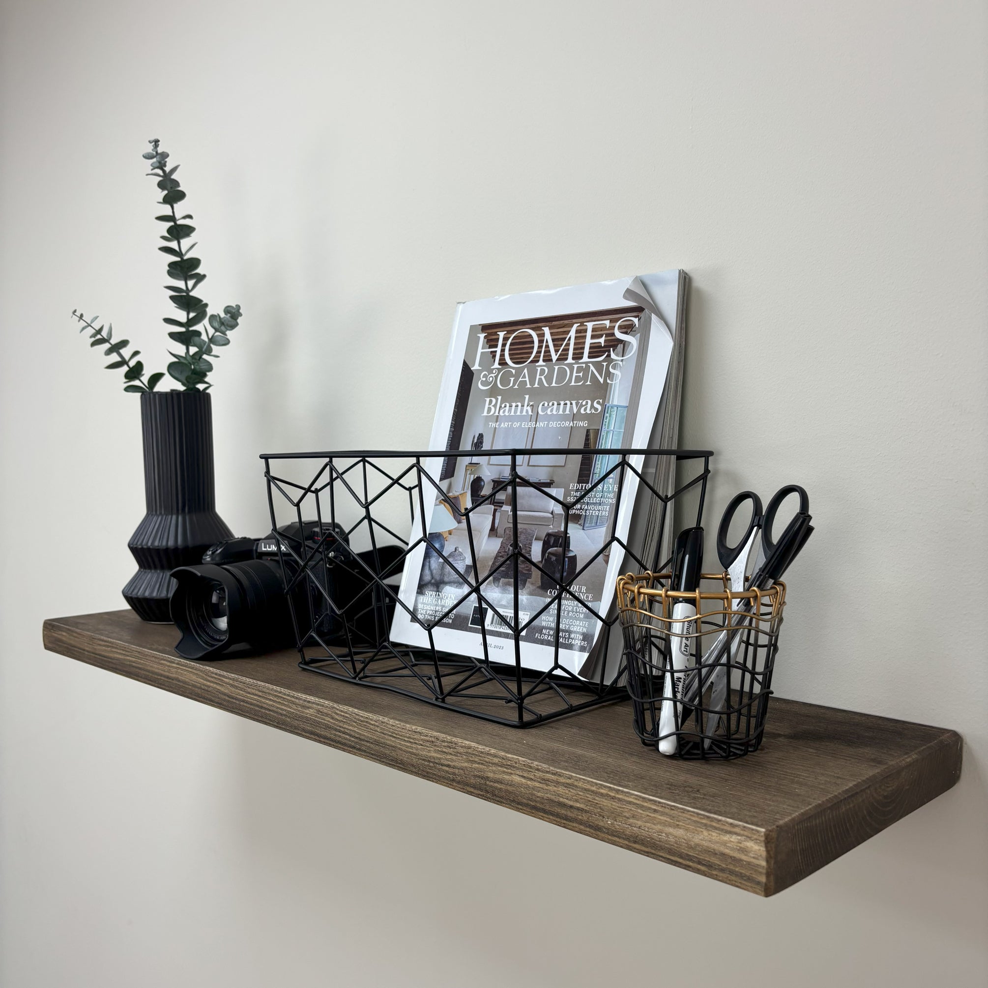 Rustic Floating Shelf - 22cm x 3.5cm - smoke pine