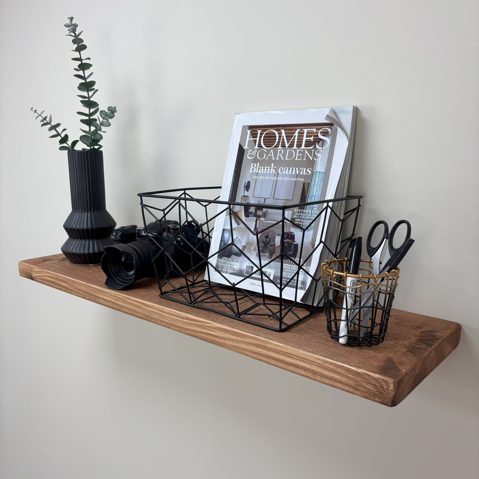 Rustic Floating Shelf - 22cm x 3.5cm - teak