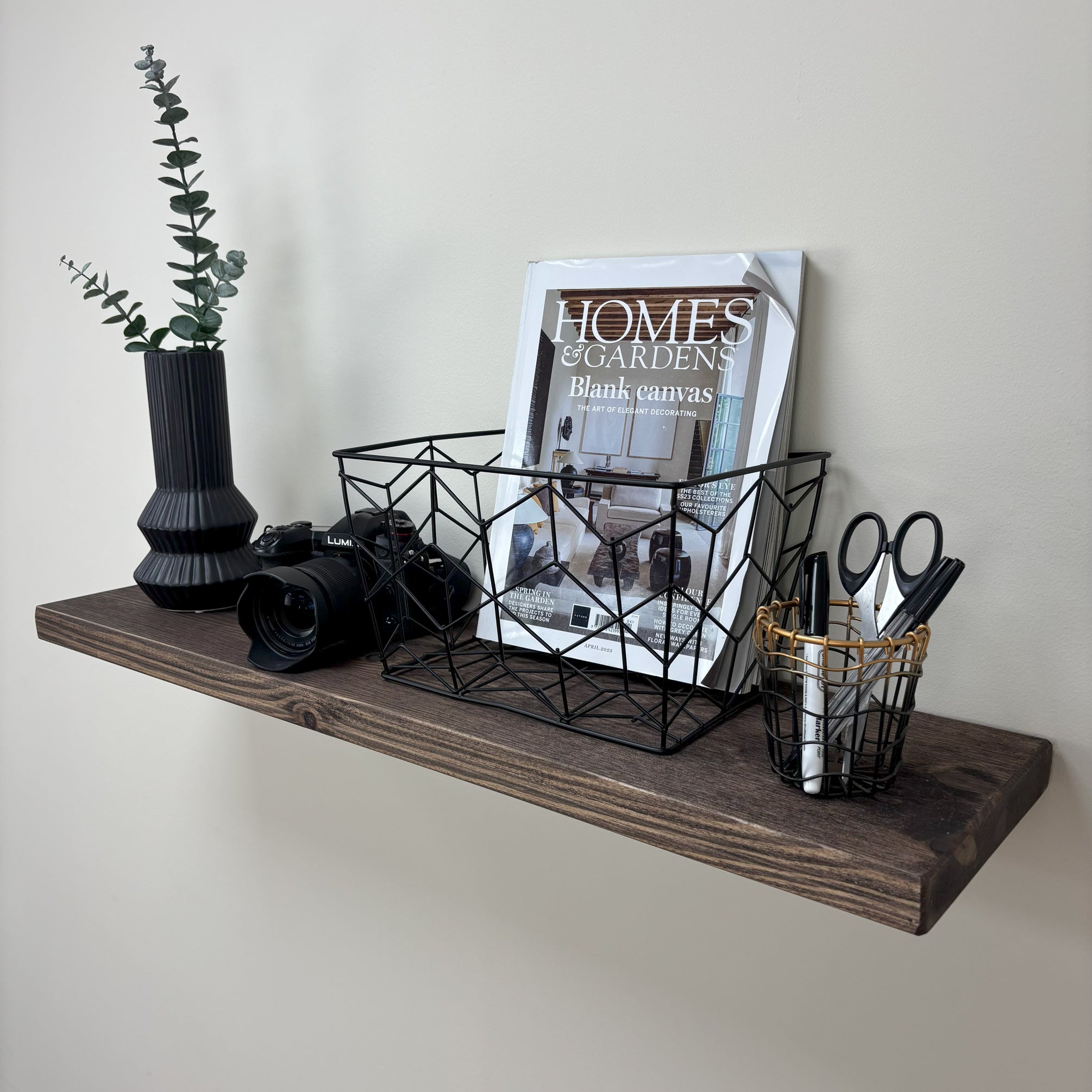 Rustic Floating Shelf - 22cm x 3.5cm - walnut
